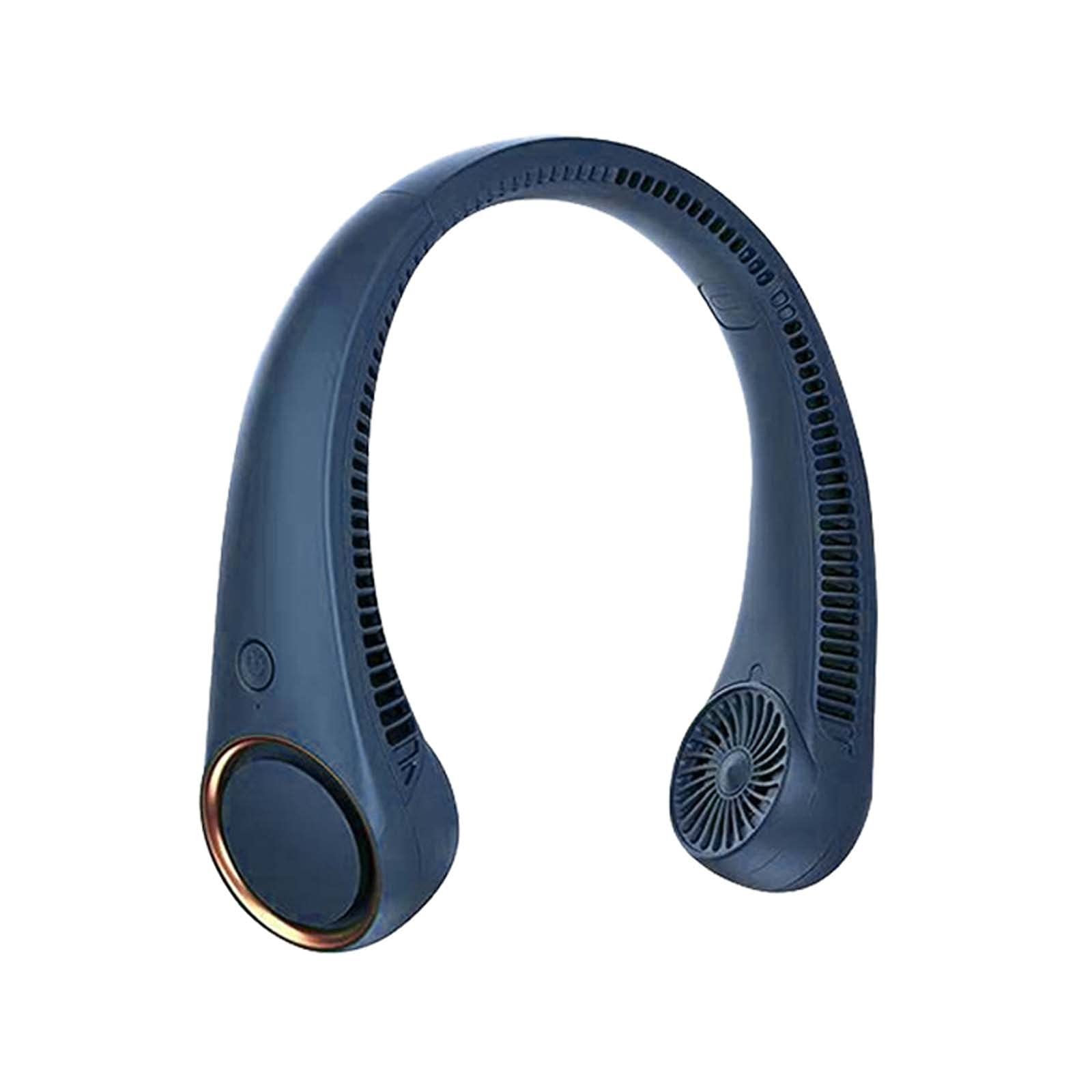 V.W Portable Neck Fan - USB Rechargeable Personal Air Cooler, Hands-Free Hanging Mini Fan with 2-in-1 Cooling Technology - Perfect for Outdoor Activities, Office, Travel & Sports (Blue)