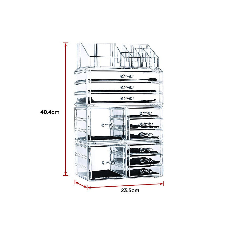11-Drawer Clear Acrylic Organizer Tower for Makeup & Jewelry Storage - Luxury Display Cabinet for Vanity, Bathroom & Dressing Room Organization