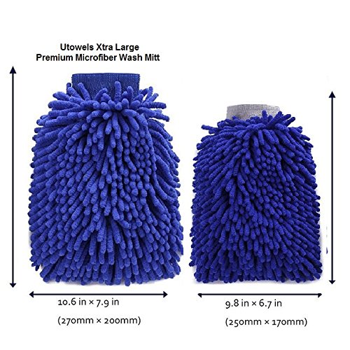 Premium Microfiber Wash Mitts (2 Pack) with Bonus Large Cleaning Cloth - Scratch-Free, Lint-Free Car Wash Gloves for Safe Vehicle & Surface Cleaning - Perfect for Cars, Trucks, Motorcycles & Household Cleaning