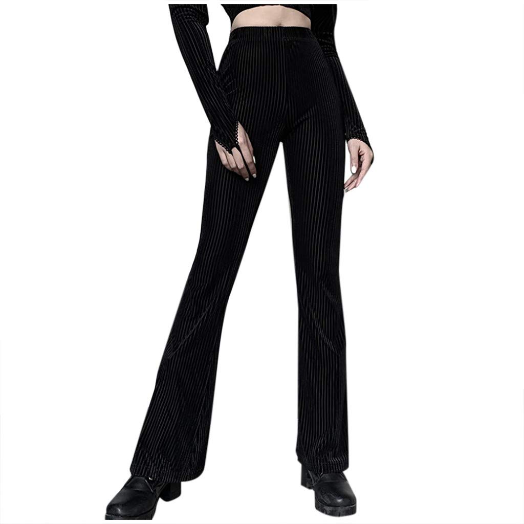 Gothic Women's High Waist Slim Fit Flare Pants - Solid Color Casual Trousers for Spring | Perfect for Gothic Fashion, Vintage Outfits & Everyday Wear