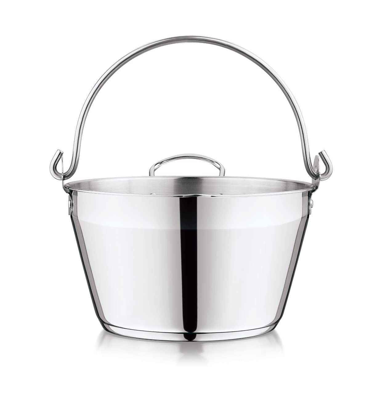 Penguin Home 5L Stainless Steel Maslin Pan with 14cm Wide Neck Jam Funnel - Canning Pot with Side Handle for Preserving, Jam Making, and Fruit Processing - Perfect for Home Canning, DIY Jams, and Preserves