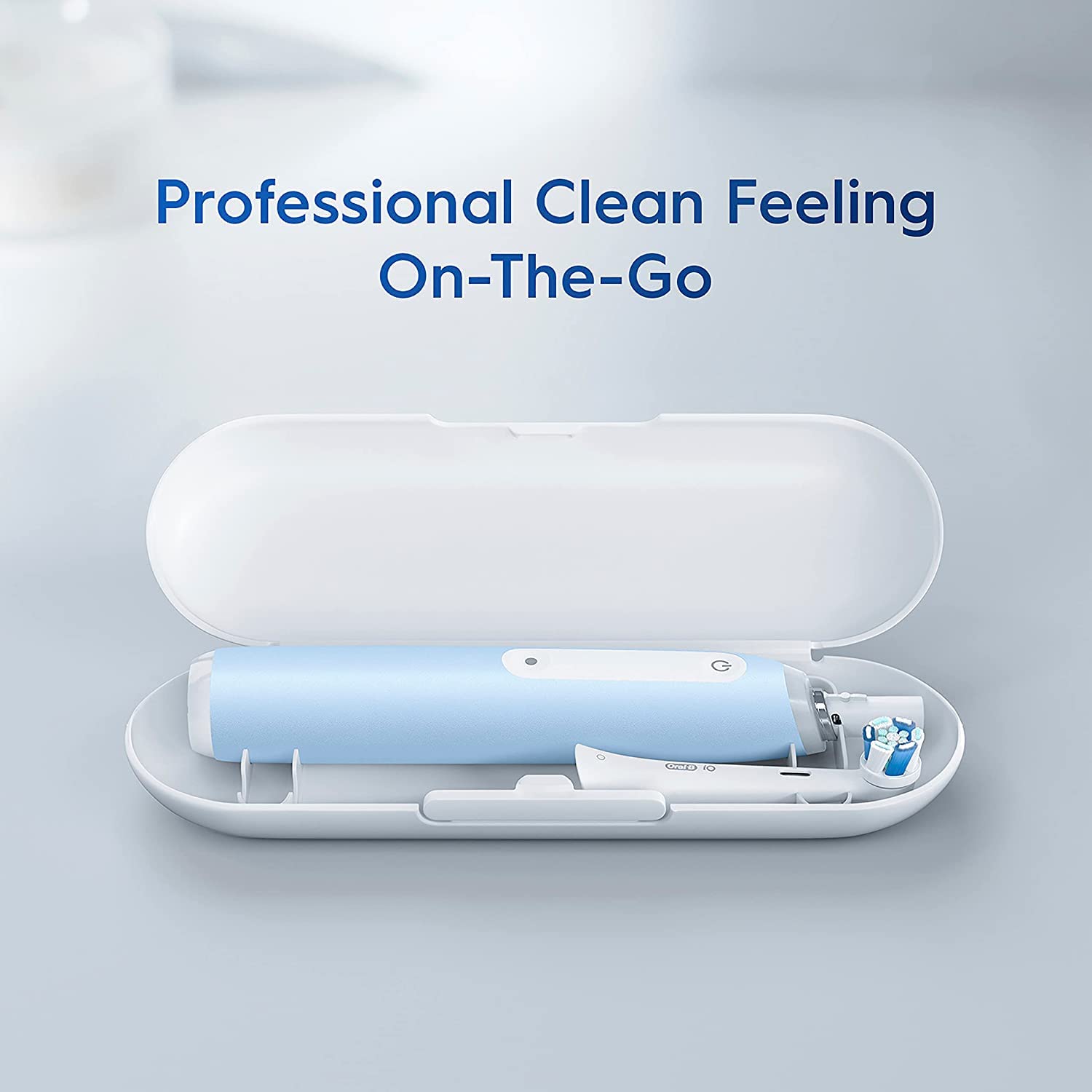 Oral-B iO Series 3 Electric Toothbrush - 2 Brush Heads, Rechargeable, Blue | Perfect for Daily Oral Care & Travel