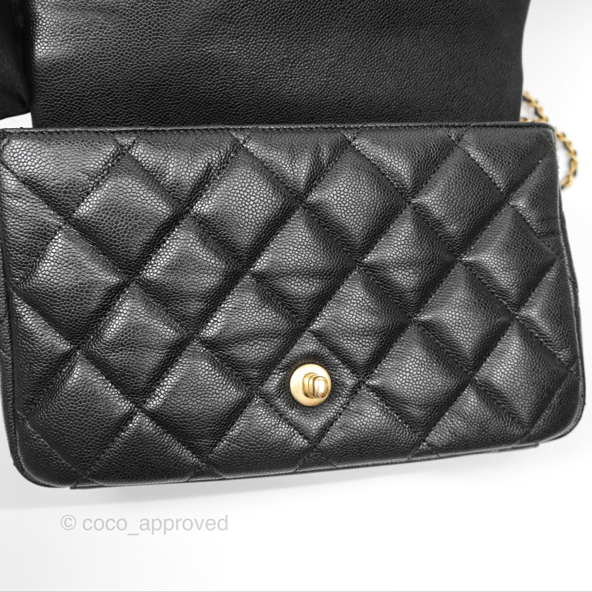 Chanel Chain Around Flap Bag Black Caviar Leather with Aged Gold Hardware - Luxury Crossbody Bag for Women, Perfect for Evening Parties & Special Occasions