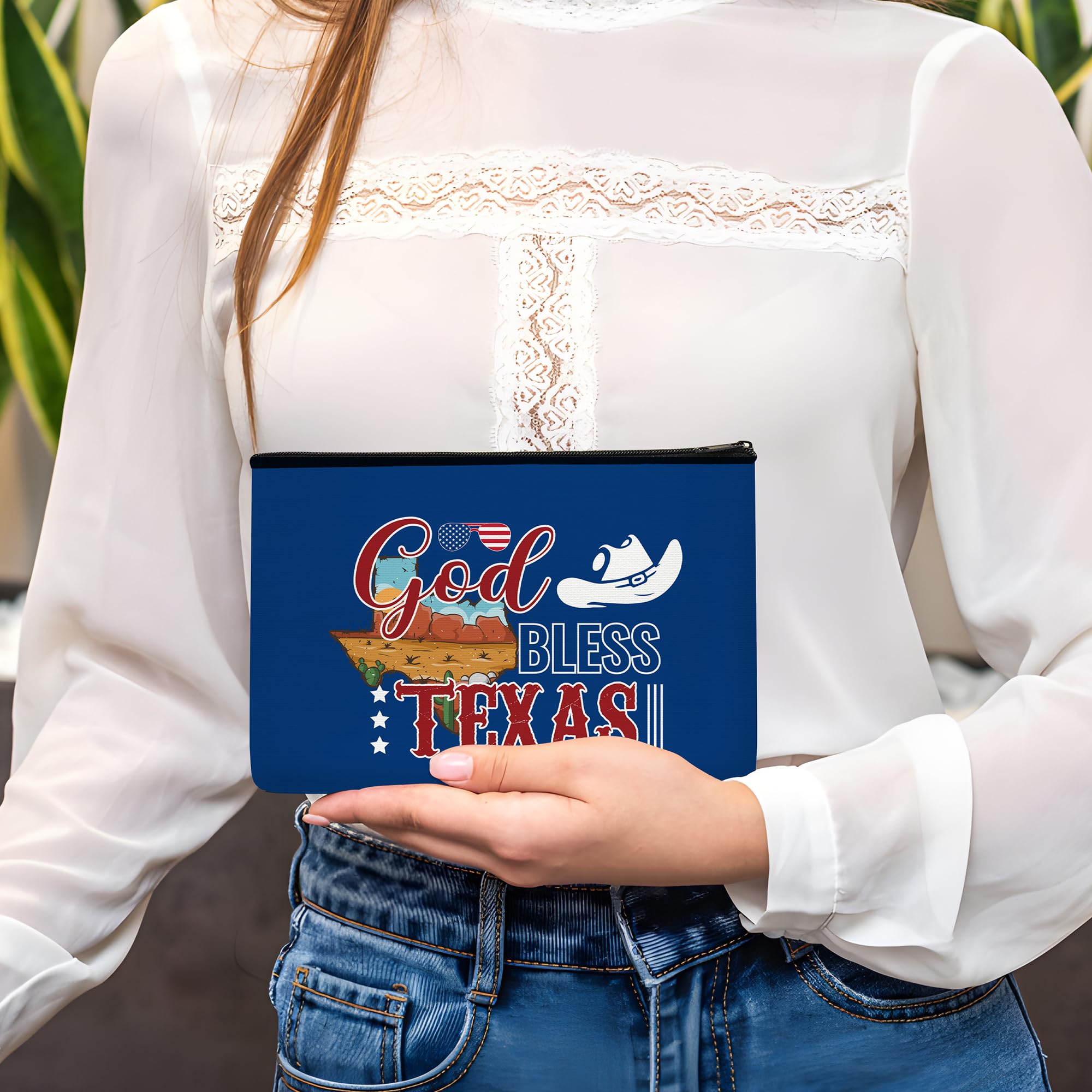4pcs Texas-Themed Makeup Bags for Women - Waterproof Cosmetic Travel Organizer Zipper Pouch (Perfect for Vacation, Birthday Gifts, Christmas Party Favors & Sister Presents) - Great for Travel, Daily Use & Texas Souvenir Collectors