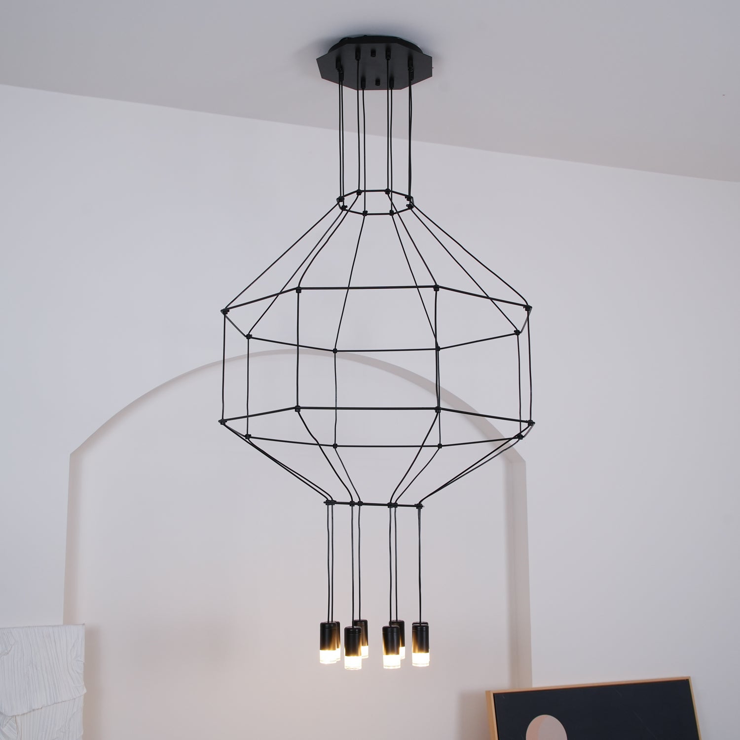 Modern Geometric Lines Pendant Light - Minimalist Ceiling Lamp for Dining Room, Kitchen Island & Living Room Decor