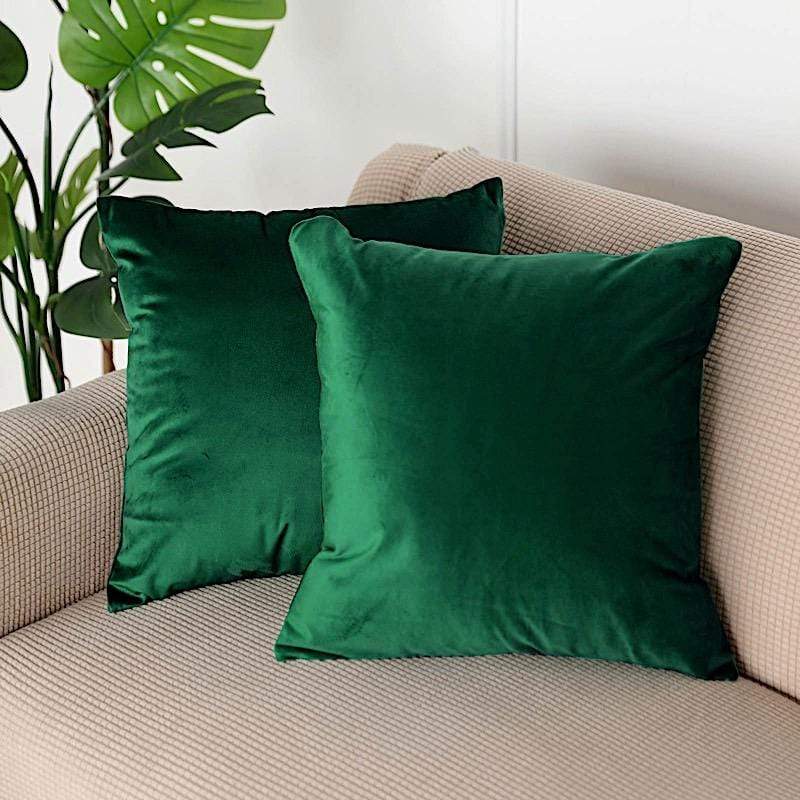 2 Pack Velvet 18x18 Inch Square Throw Pillow Covers - Soft Decorative Cushion Cases for Sofa, Bed, Living Room & Home Decor