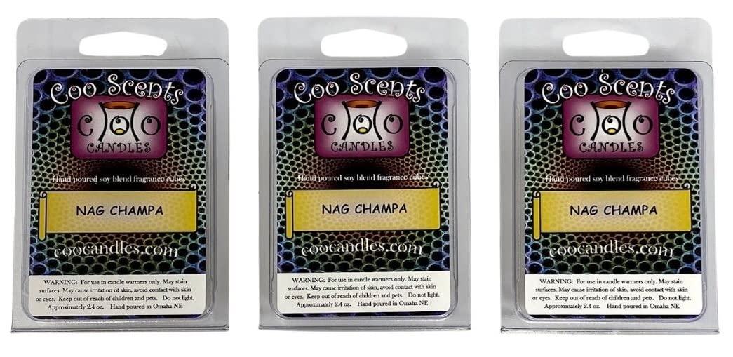 3 Pack Soy Blend Wickless Candle Bars Wax Melts - Nag Champa Scented Flameless Candles for Home Aromatherapy, Relaxation & Stress Relief