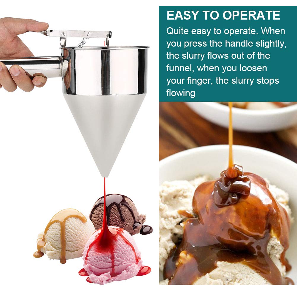 Premium Stainless Steel Baking Funnel - Waffle Batter Dispenser & Pancake Maker - Essential Kitchen Tool for Home Bakers & Professional Chefs - Perfect for Pancakes, Waffles, Crepes & Muffins