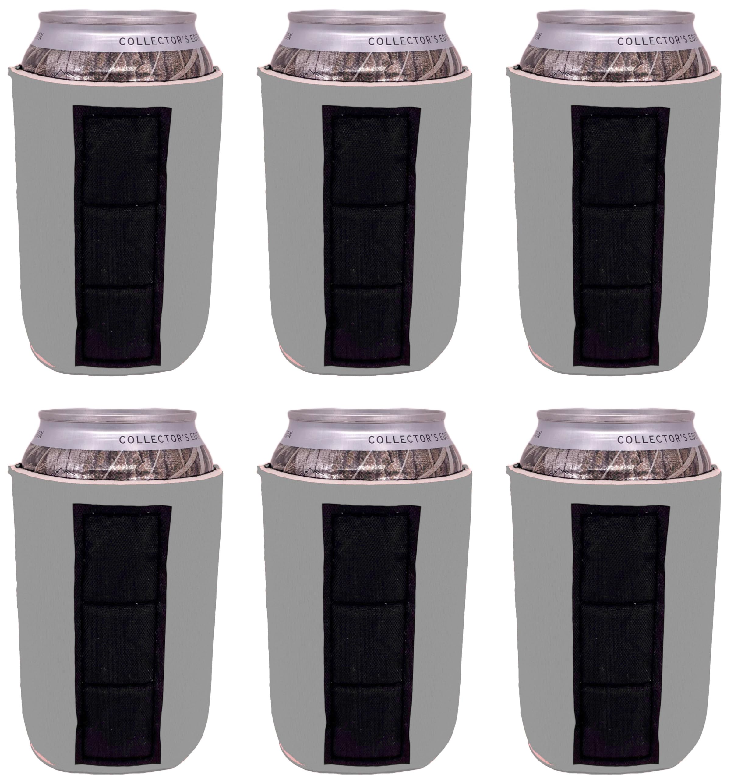 6 Pack Gray Blank Magnetic Can Coolers - Insulated Beer Koozies for Cans & Bottles - Perfect for Parties, BBQs, and Outdoor Events