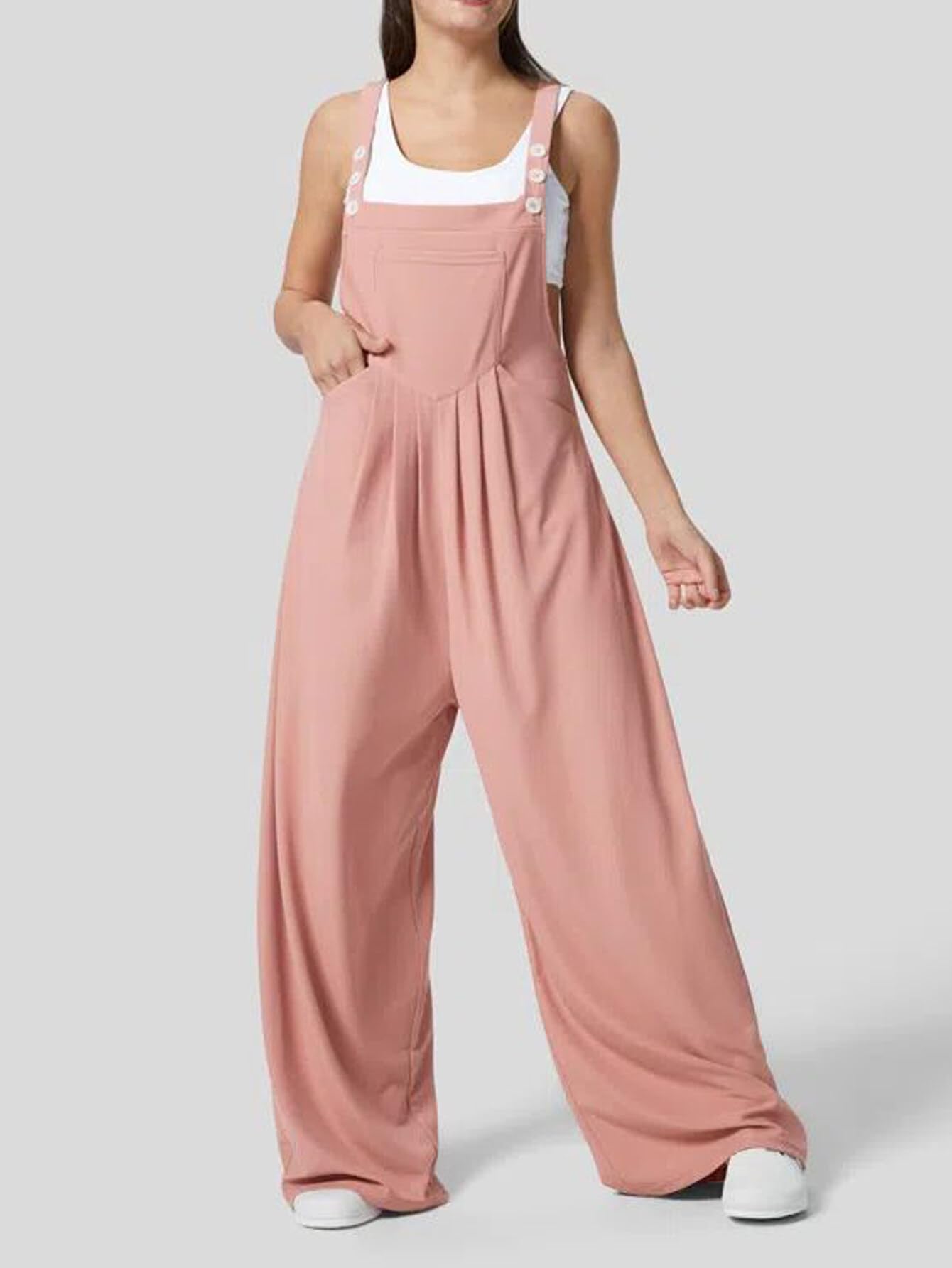 Women's Romper Jumpsuit 2024 - Spring Waffle Knit Fabric, Comfortable Bib Overalls with Elegant Cuts | Casual Outfit, Summer Beach Wear, Street Fashion