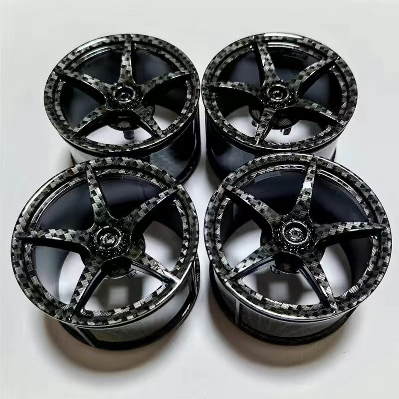 4-Piece Ferrari 488 Chrome Wheel Set - 62.3x42mm Rims & 81.6x44mm Tires - Premium Car Accessories for Model Cars & Display Collections - Perfect for Car Enthusiasts and Gift Giving