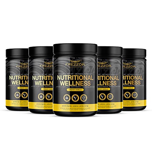 FREZZOR Nutritional Wellness Shake - 52 New Zealand Vegan Superfoods Powder for Meal Replacement, Immune Support & Antioxidant Boost | All-Natural Raw Whole Food Ingredients with Prebiotics | 600g (5 Bottles) | Perfect for Busy Lifestyles, Post-Workout Recovery & Daily Nutrition
