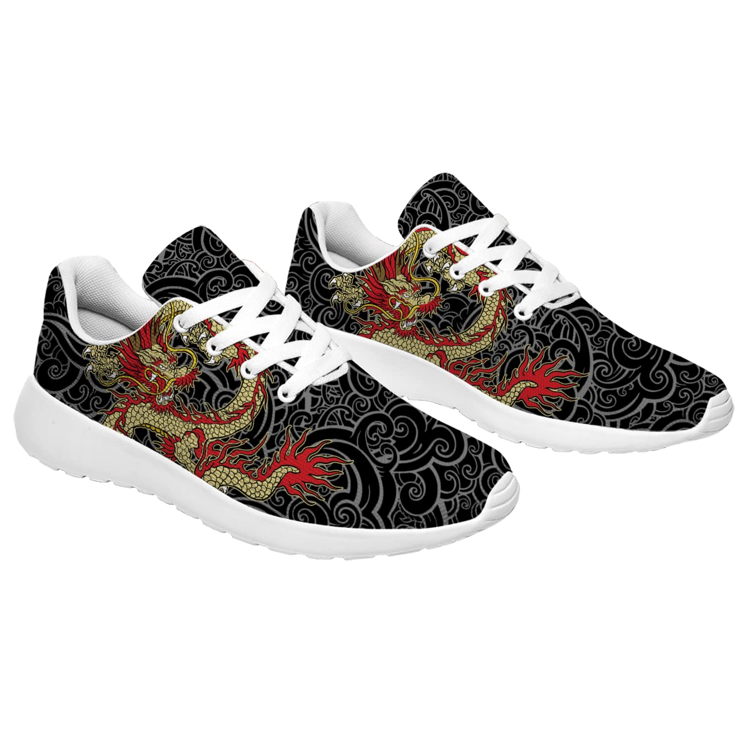 Dragon Design Running Shoes for Women & Men - Lightweight Tennis Golf Sneakers - Breathable Walking Shoes - Perfect Gift for Her & Him - Ideal for Sports, Gym, Workouts & Casual Wear