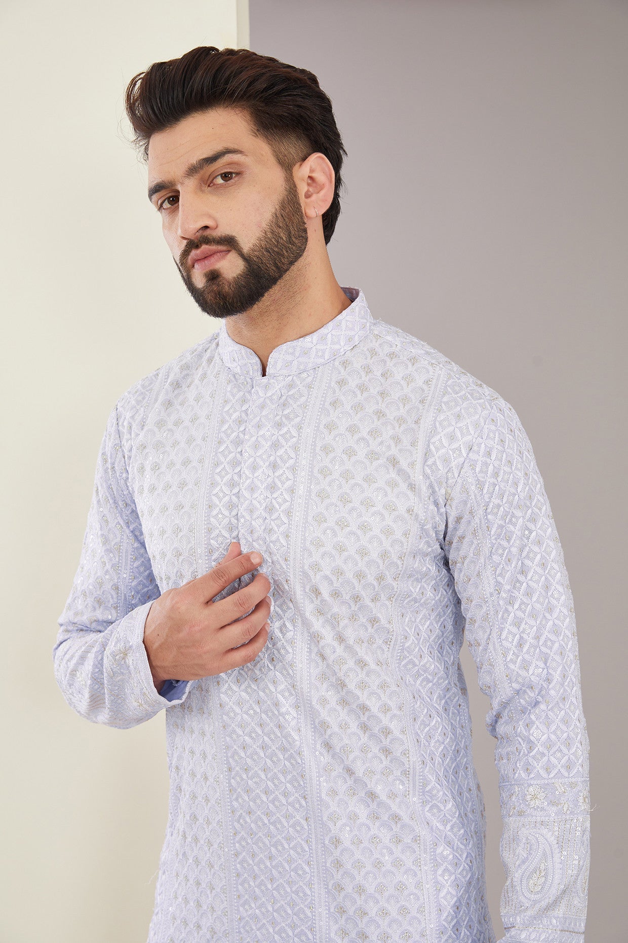 Elegant Purple Ombre Chikankari Kurta for Women - Handcrafted Indian Embroidered Tunic - Perfect for Festivals, Weddings & Casual Wear