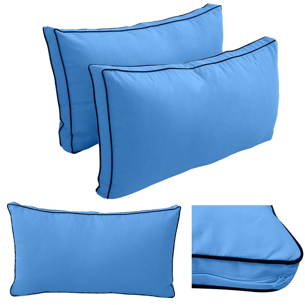 Prolinemax Style2 Twin Size 5-Piece Outdoor Daybed Set - Contrast Piping Mattress Cushion & Bolster Pillows for Patio, Poolside or Garden Relaxation