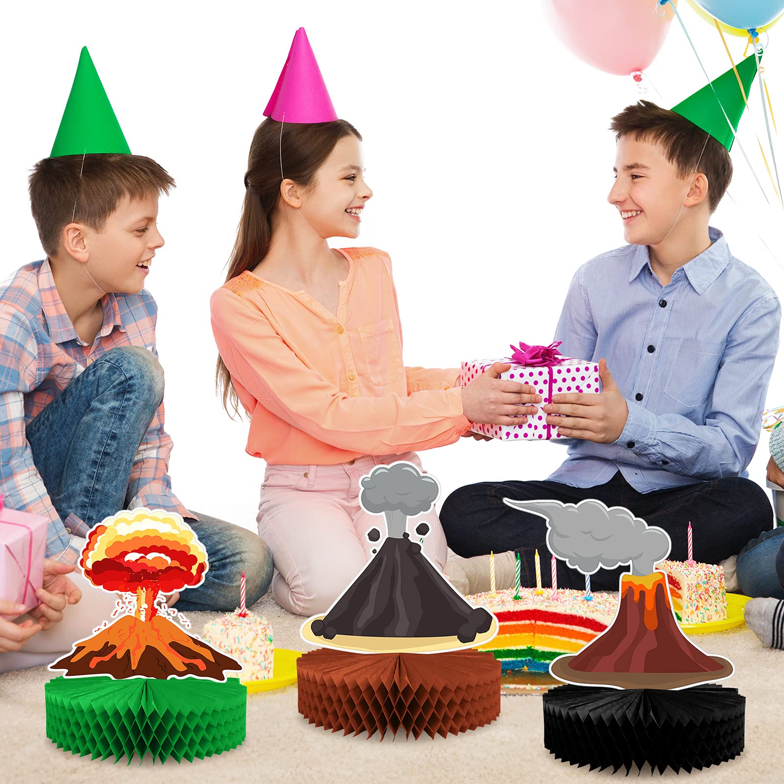 6-Piece Volcano Centerpieces for Dinosaur Party Decorations - Lava Table Setting & Fire Party Supplies - Perfect for Luau, Hawaiian, Tiki Themed Parties, Birthday Celebrations, and Tropical Events