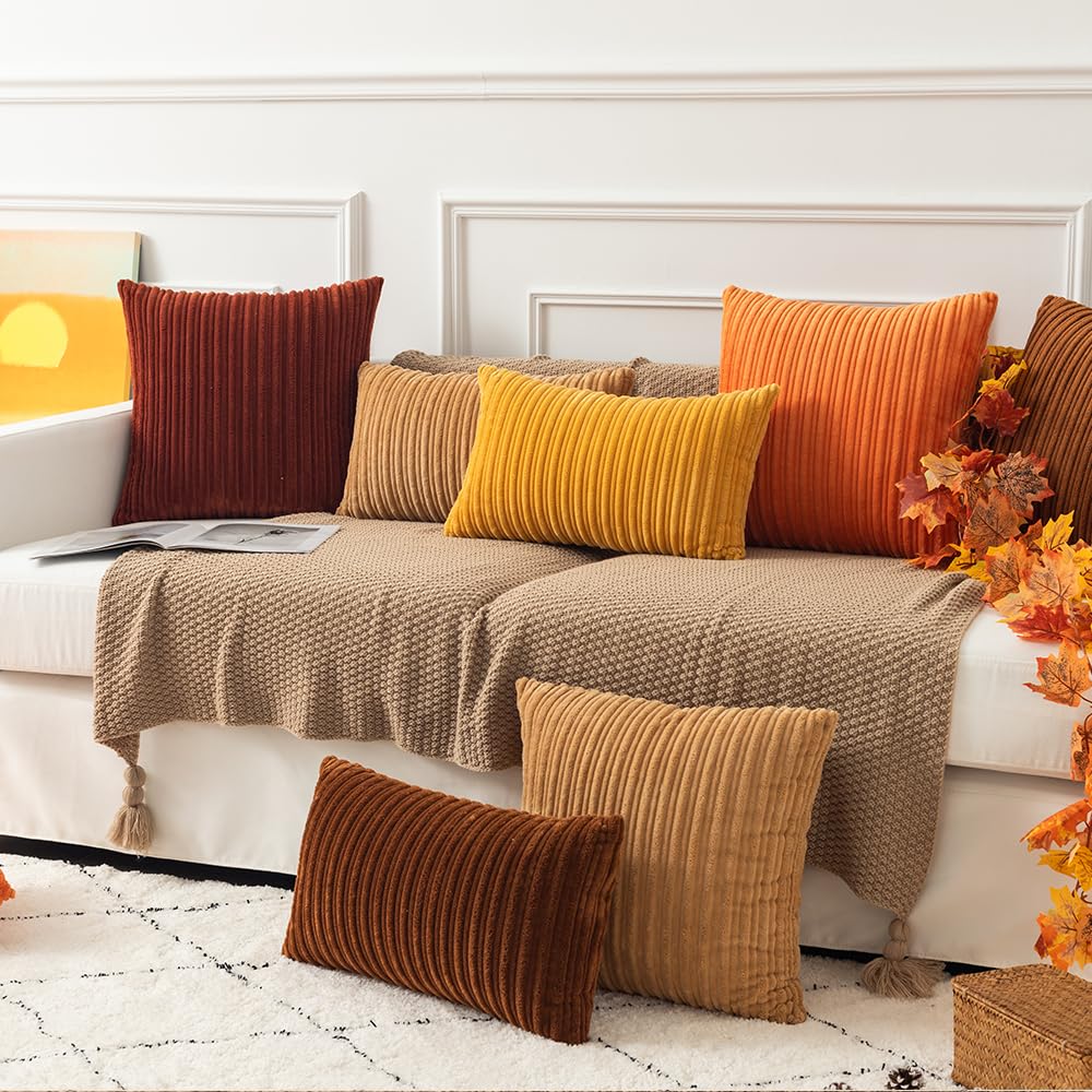 Kevin Velvet Pillow Covers Set of 2 - Striped Floor Cushions 22x22