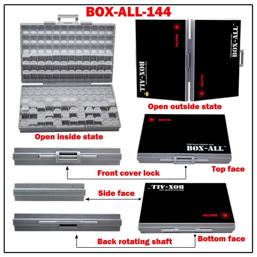 1206 0805 0603 SMD SMT Resistor Capacitor Storage Box - 144 Compartments Organizer for Electronic Components & Craft Beads | Perfect for DIY Projects, PCB Repair, and Jewelry Making
