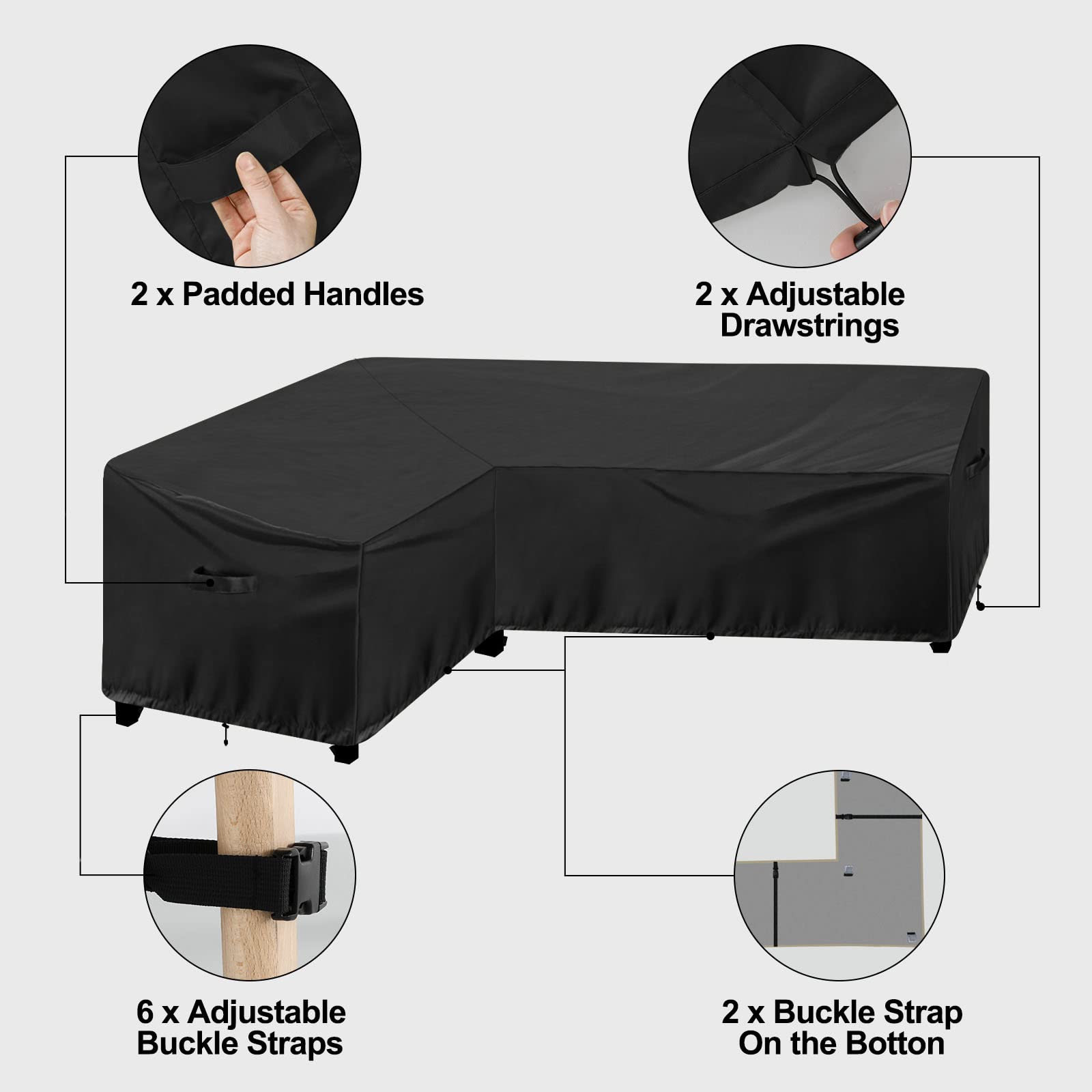 OutdoorLines Waterproof & UV Resistant L-Shaped Patio Sectional Cover - Heavy Duty 420D Windproof Furniture Protector for Deck, Lawn, Backyard (83