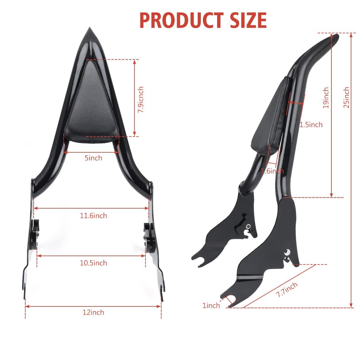 Detachable Black Sissy Bar Backrest Pad for Harley CVO Road Glide, Street Glide, Road King 2009-2021 - 18