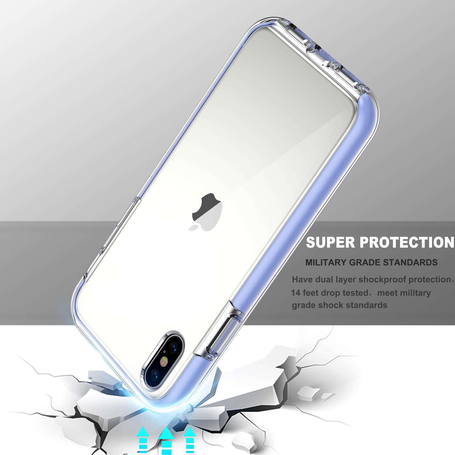 COOLQO iPhone Xs Max Case 6.5 Inch with 2 Tempered Glass Screen Protectors - Clear 360° Full Body Protection Shockproof Silicone Phone Cover (Purple) - Perfect for Everyday Use, Travel & Outdoor Activities