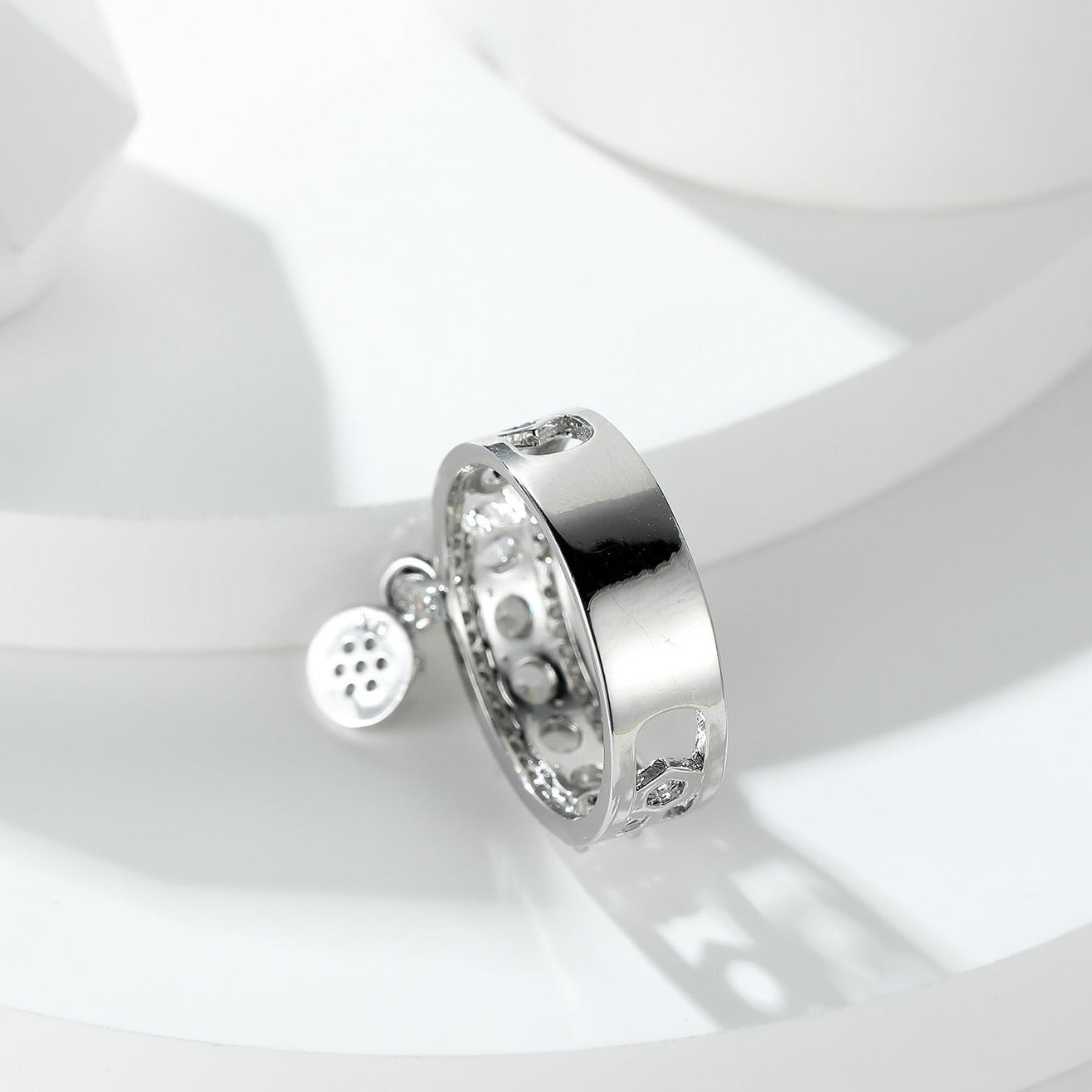 Chunky Dangle Charm Channel Thumb Ring for Women - Fashion Statement Jewelry A8496 | Perfect for Parties, Date Nights & Everyday Wear