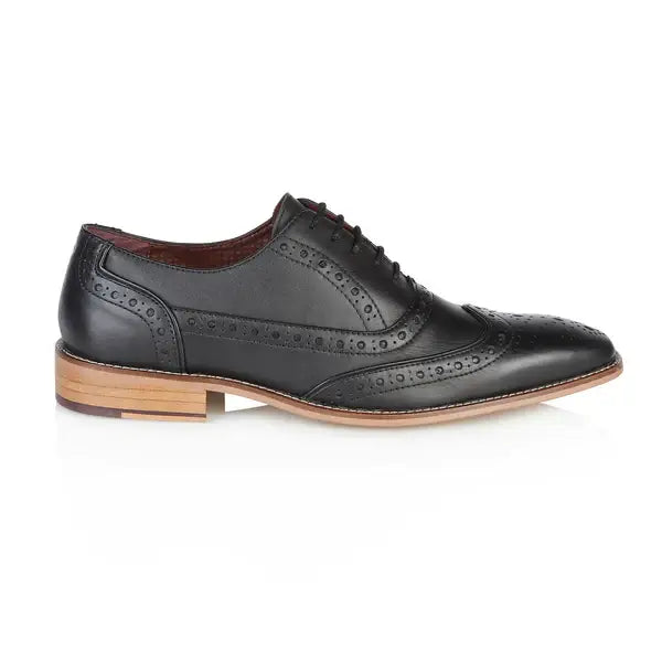 Men's Black Sidney Oxford Shoes - Classic London Brogues for Formal & Business Wear - Comfortable Dress Shoes for Office, Wedding & Special Occasions