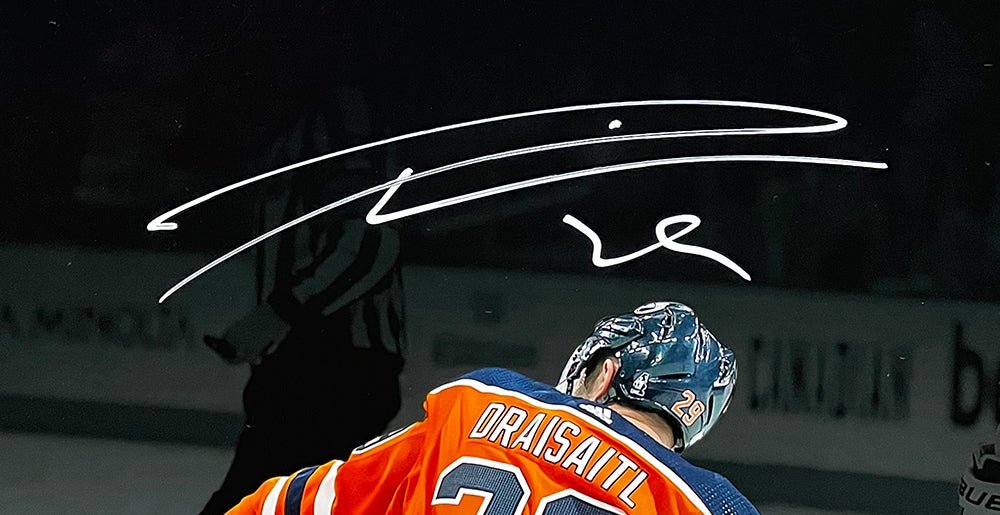 Leon Draisaitl Autographed Edmonton Oilers 11x14 Spotlight Photo - Limited Edition Collectible for Hockey Fans - Perfect for Man Cave, Sports Memorabilia Room, or Gift for Oilers Fans