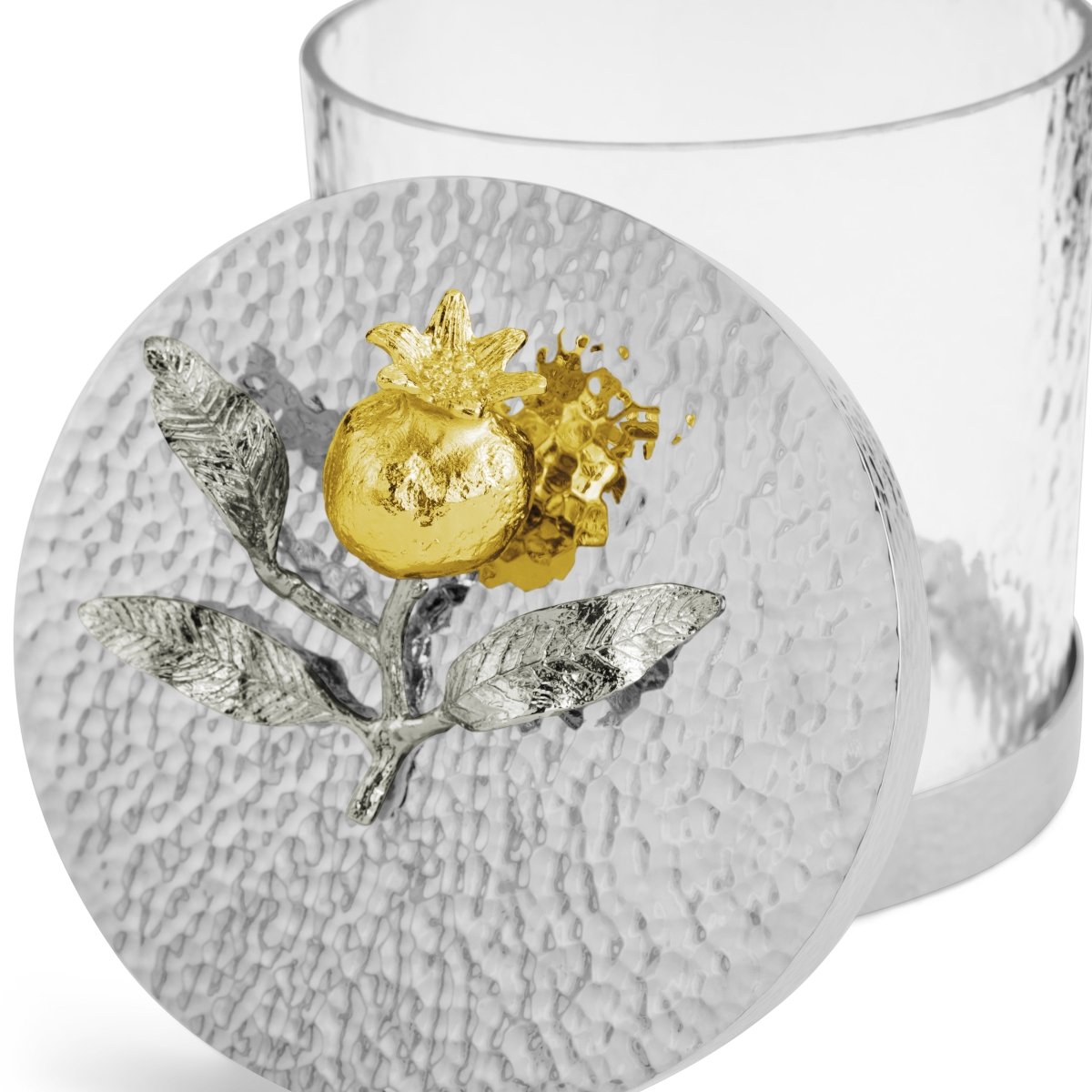 Elegant Pomegranate Silver & Gold Canisters - Premium Home Storage Containers for Kitchen, Bathroom & Office Organization