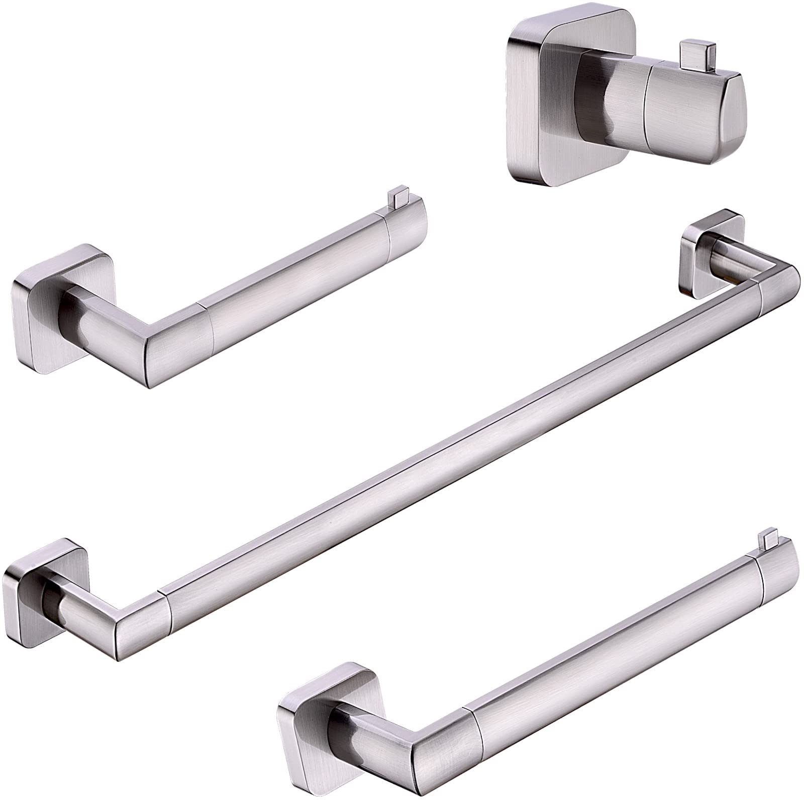 TRUSTMI 4-Piece Bathroom Hardware Set - Heavy Duty Stainless Steel Wall Mounted Towel Bar with Brushed Nickel Finish - Perfect for Modern Bathrooms, Showers & Spa Areas