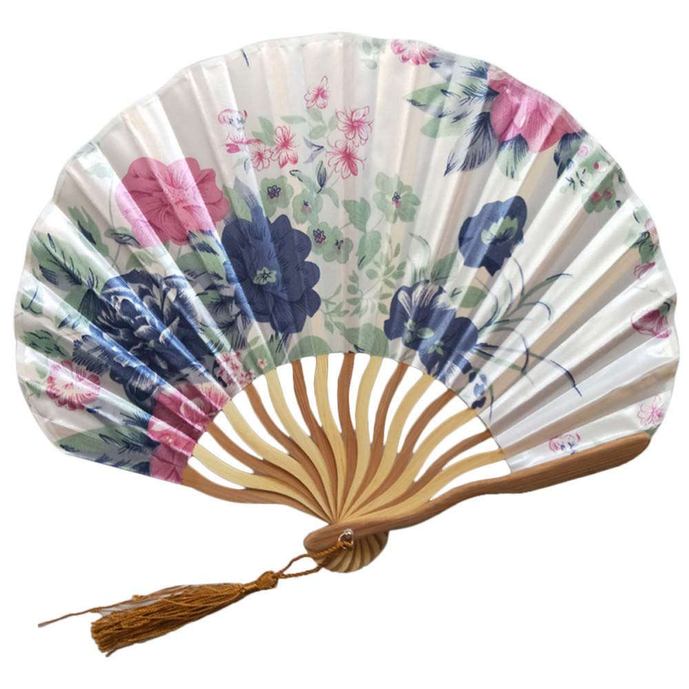 iCODOD Chinese Style Handheld Bamboo Paper Folding Fan - Floral Print Fashion Dance Fan for Summer Outdoor Use, Wedding Decor, Party Favors & Cultural Performances