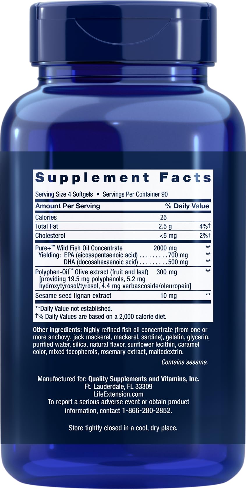 Life Extension Super Omega-3 360 Softgels (2-Pack) - Premium EPA/DHA Fish Oil with Sesame Lignans & Olive Extract - Easy to Swallow for Heart, Brain & Joint Health - Supports Cardiovascular Wellness & Cognitive Function
