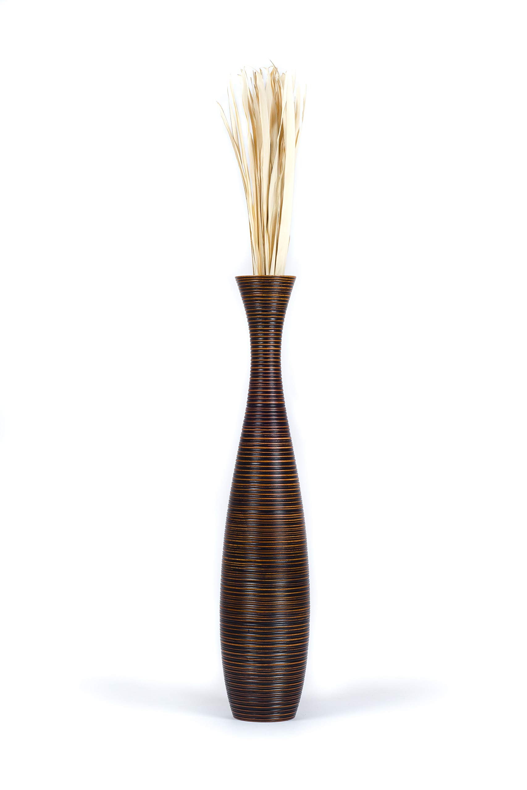 Leewadee 41 Inch Large Brown Wooden Floor Vase - Farmhouse Decor for Flowers, Fake Plants & Pampas Grass - Perfect for Living Room, Entryway & Wedding Centerpieces