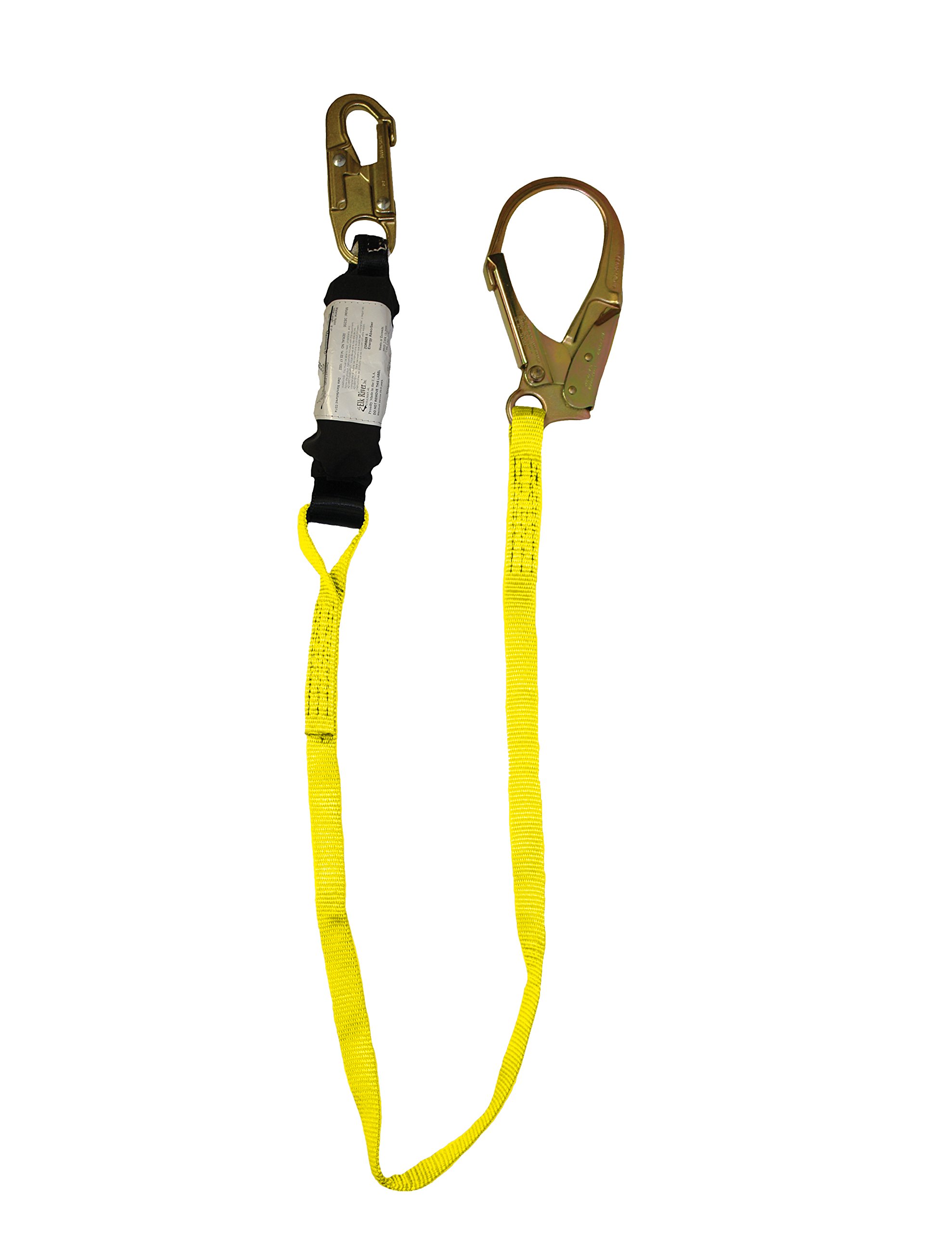 CenturionZ Zorber Heavy-Duty Energy-Absorbing Nylon Safety Lanyard with Z-Snap Hook & Z-Rebar Hook - 3600 lbs Capacity, 4 Feet Length, 1 Inch Width - Ideal for Construction, Roofing & Fall Protection Work