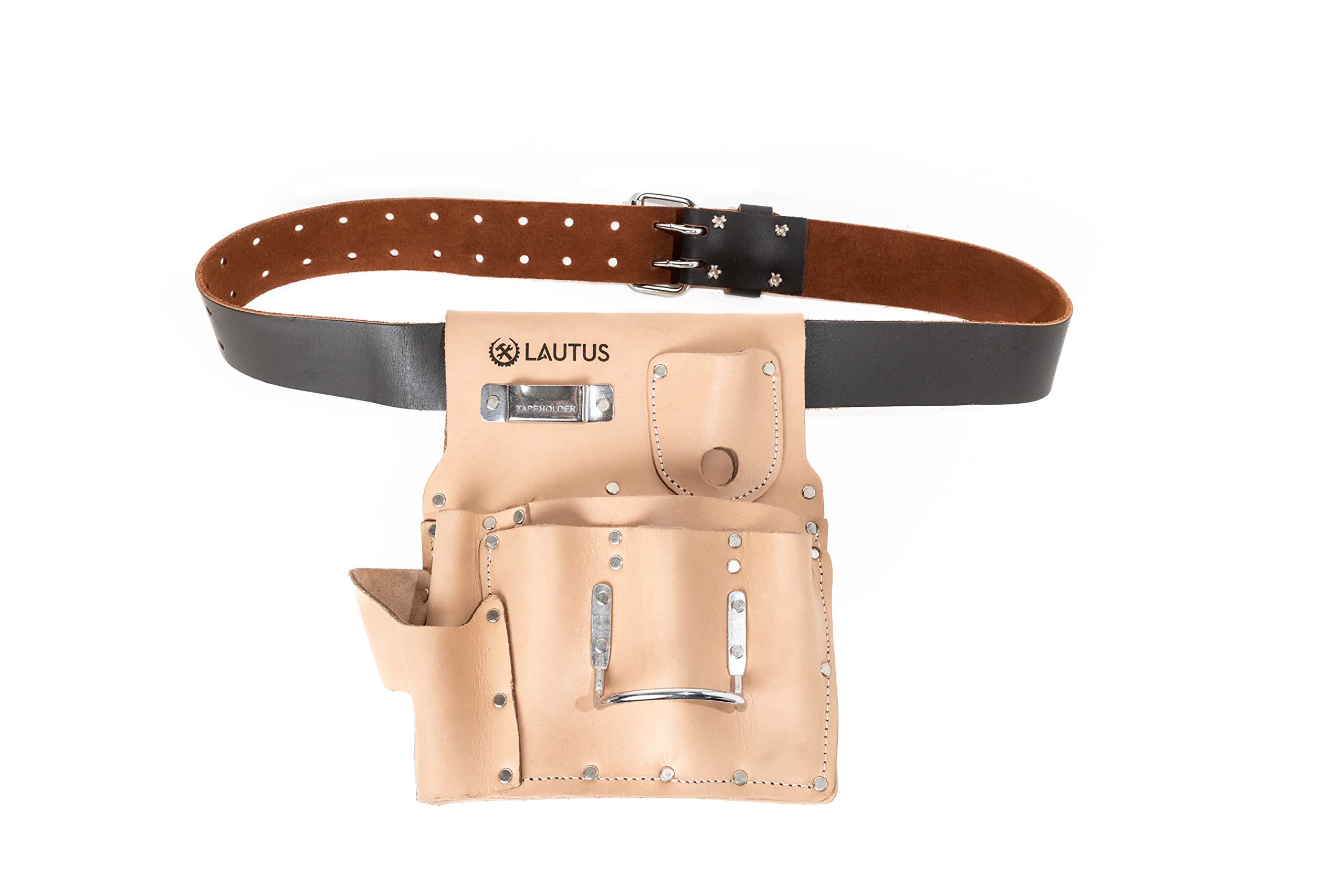 LAUTUS Professional Tool Belt with Drywall Pouch - Heavy Duty Construction Work Belt for Carpenters, Electricians & Contractors - Perfect for Home Renovation & Job Site Projects