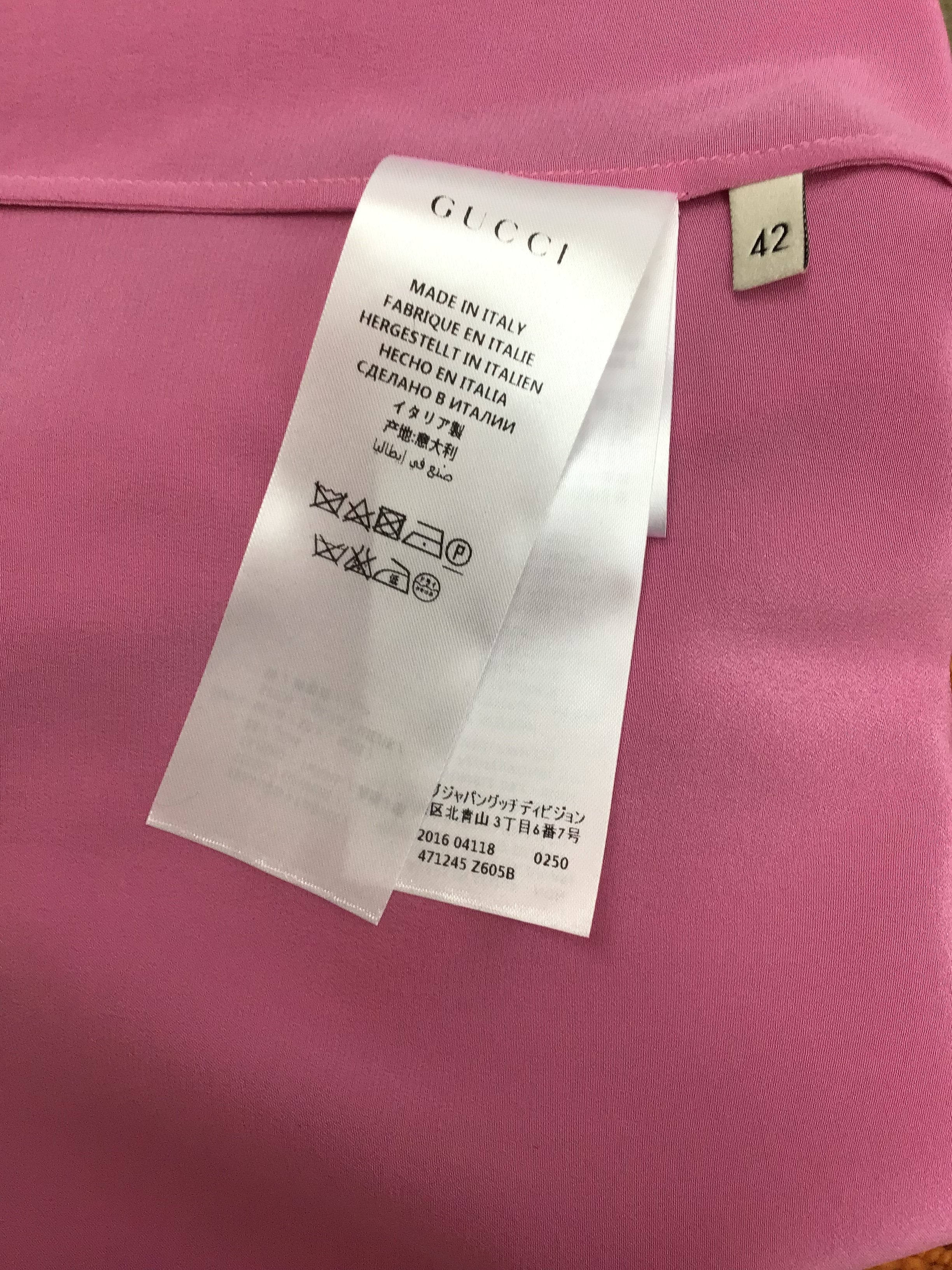Gucci Pleated Placket Silk Crepe De Chine Blouse for Women - Size M - Luxury Silk Shirt for Office, Party & Special Occasions