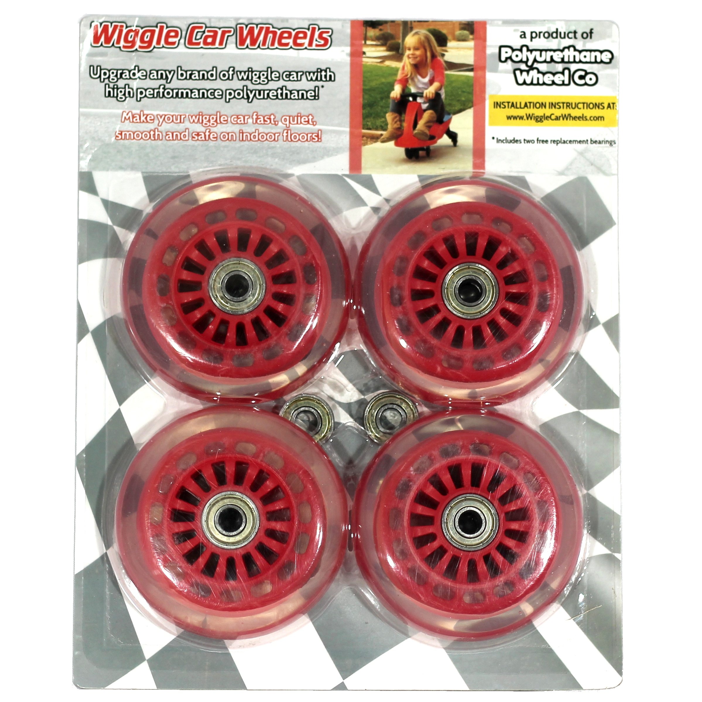 Wiggle Car PU Replacement Wheels - Red - Durable Polyurethane Wheels for Kids Ride-On Toys - Perfect for Indoor & Outdoor Play