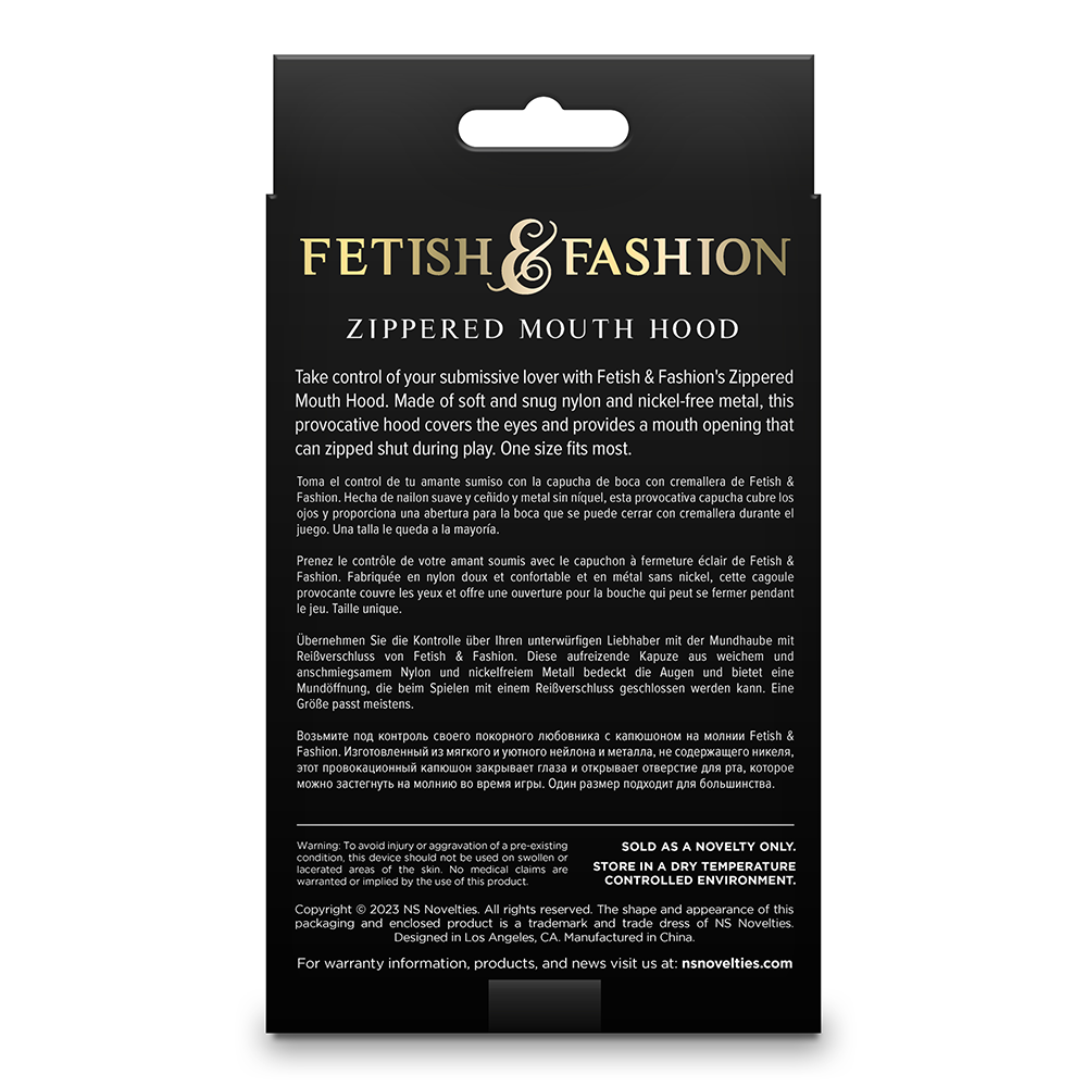 Fetish & Fashion Zippered Mouth Bondage Hood - BDSM Leather Mask for Role Play, Breath Control, Sensory Deprivation - Perfect for Fetish Parties, BDSM Scenes & Adult Play