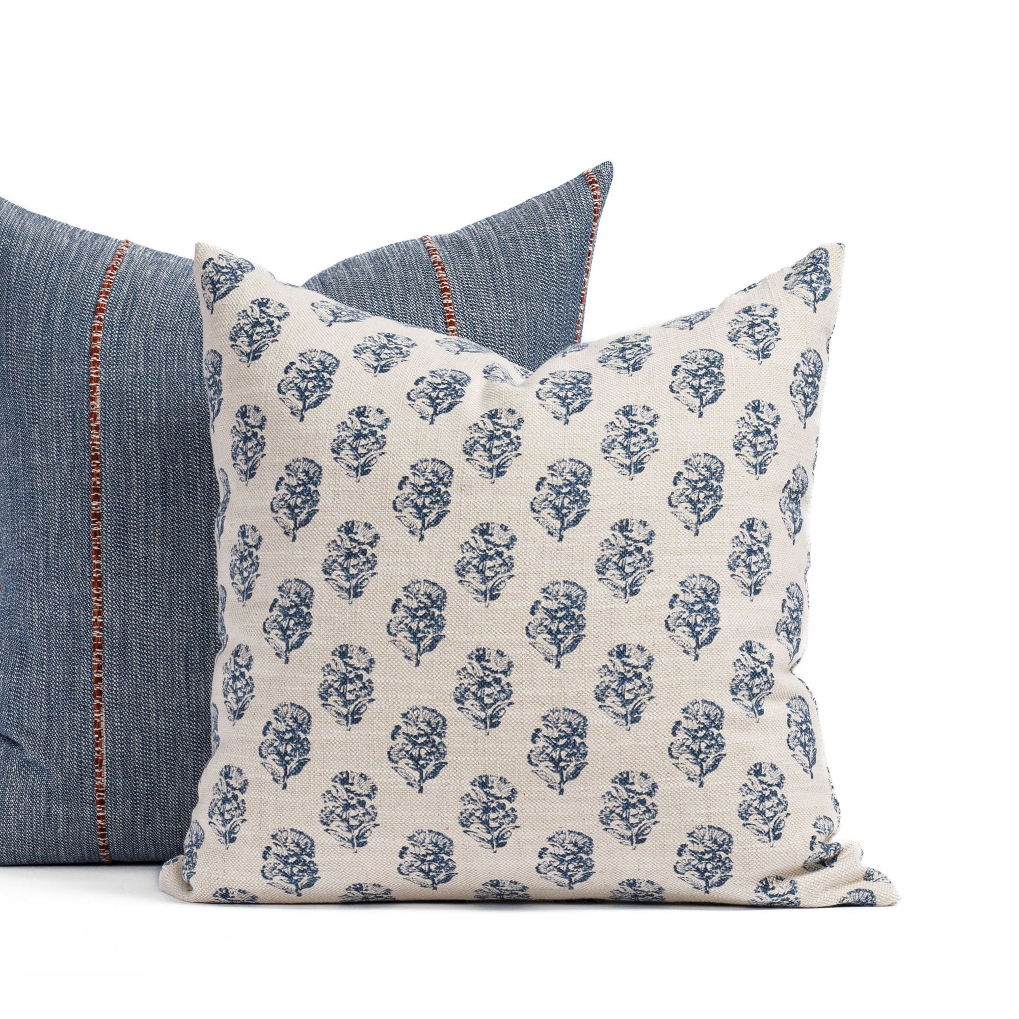 Zola 20x20 Inch Decorative Throw Pillow Cover - Soft Indigo Blue Cotton Square Cushion for Sofa, Bed, Living Room & Home Decor