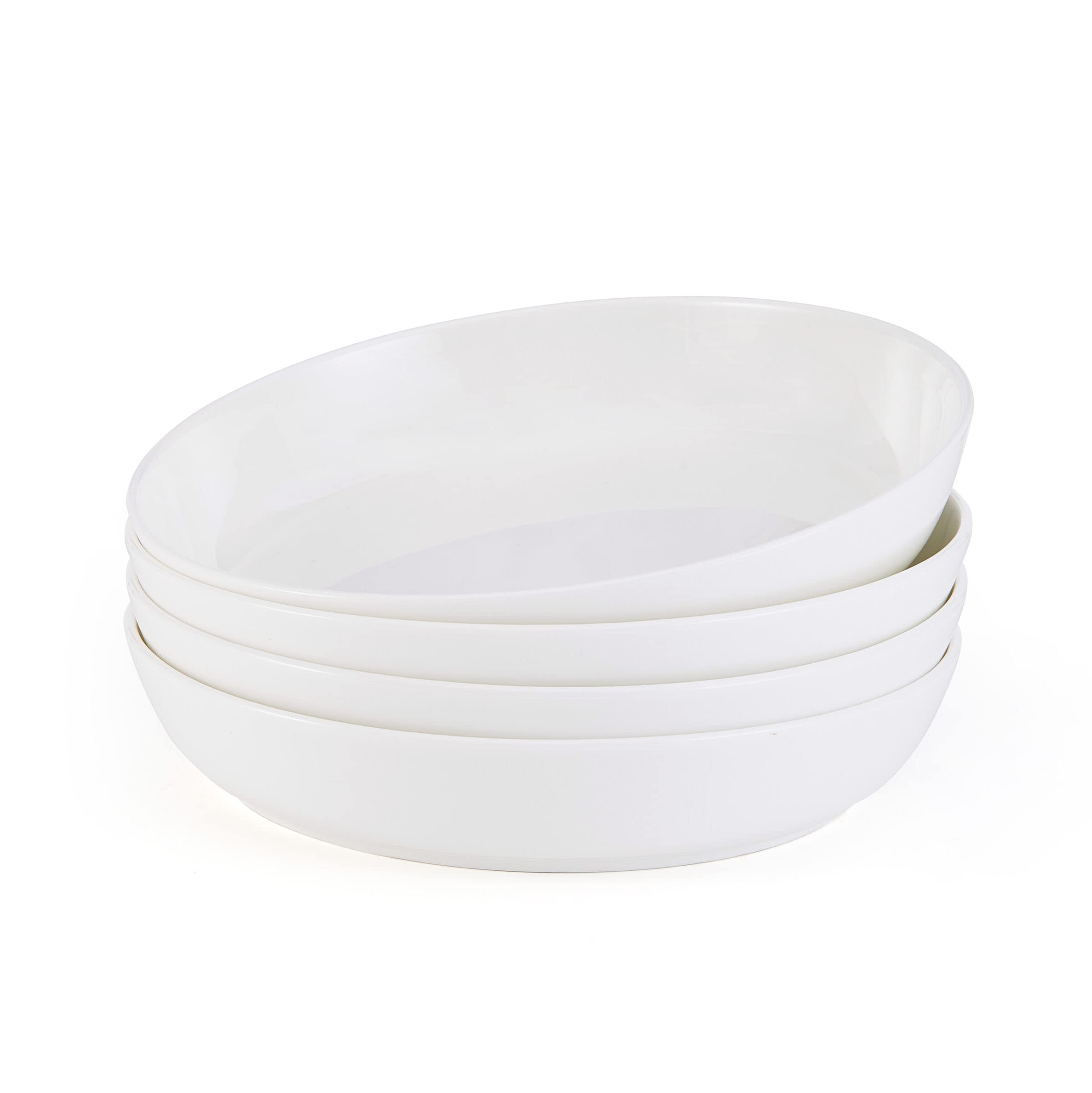 Mikasa Samantha 16-Piece Chip-Resistant Dinnerware Set - Service for 4, White Porcelain Plates & Bowls - Includes 4 Pasta Bowls (8-inch) - Durable Everyday Dinnerware for Family Meals, Entertaining & Restaurant-Style Dining