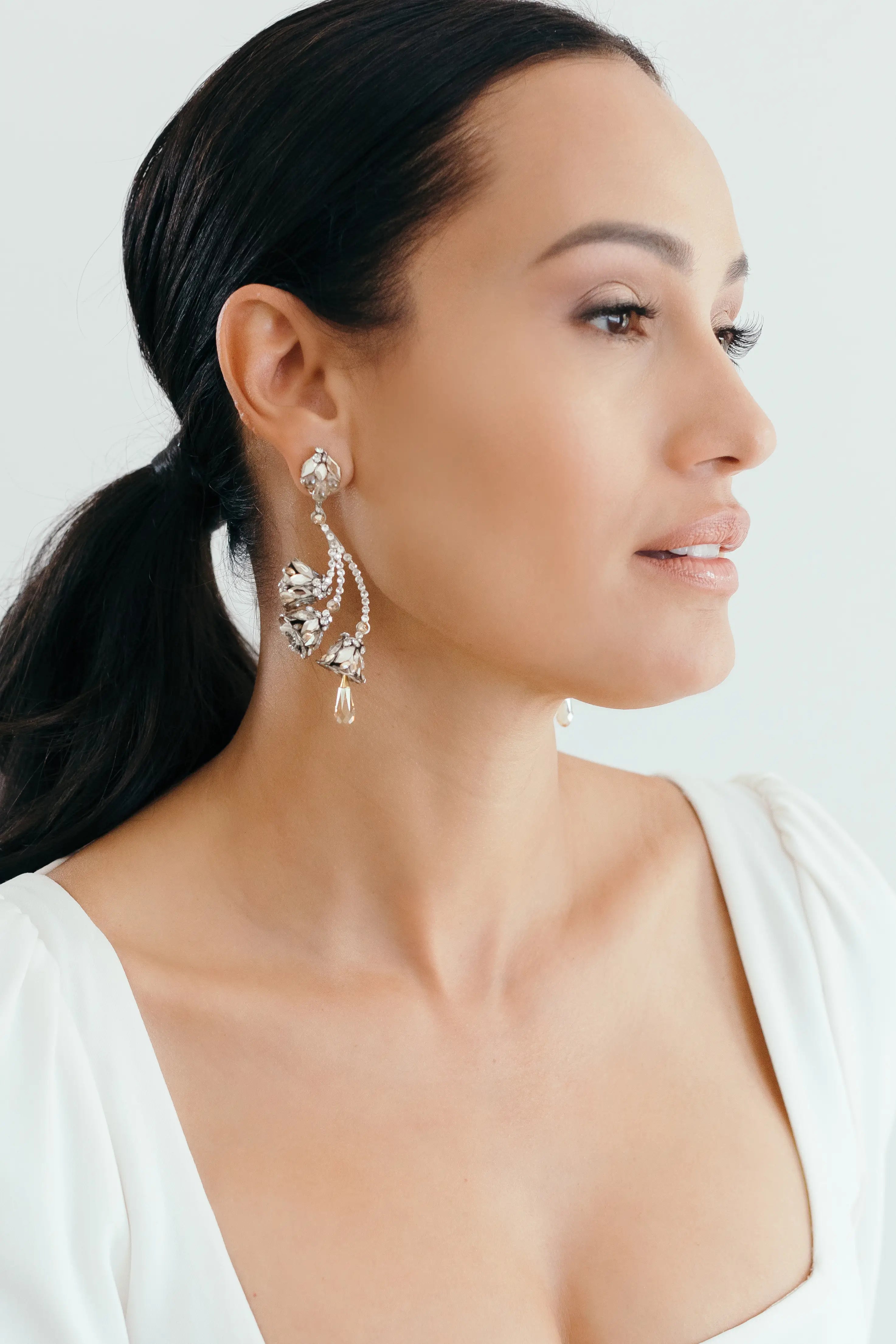 PAULINA EARRINGS - Elegant Dangle Earrings for Women, Gold-Plated Hoop Earrings with Crystals, Perfect for Parties, Weddings & Everyday Wear