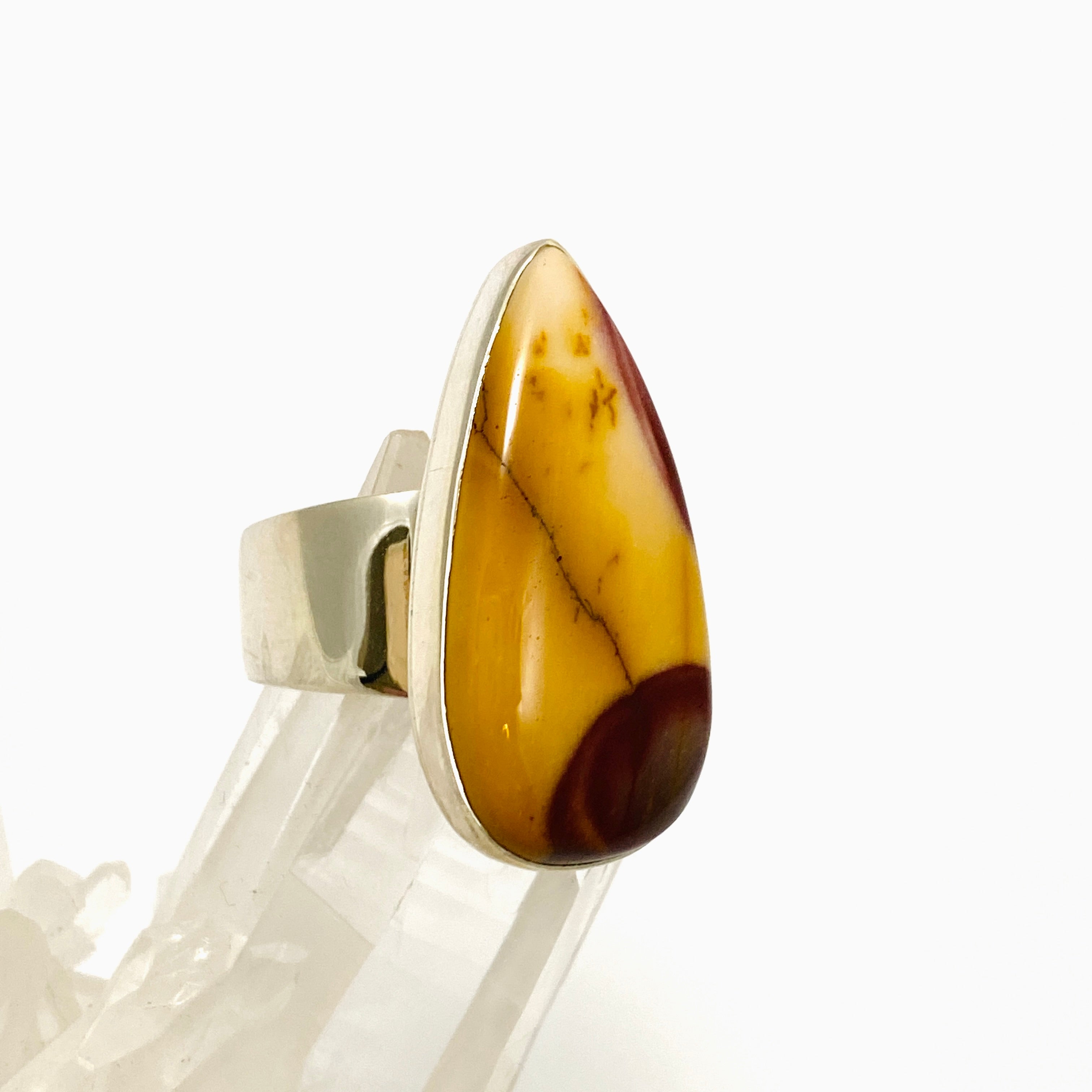 Natural Mookaite Teardrop Cabochon Sterling Silver Ring Size 8 - Handmade Gemstone Jewelry for Women, Gift for Her | Perfect for Boho Style, Meditation & Spiritual Healing