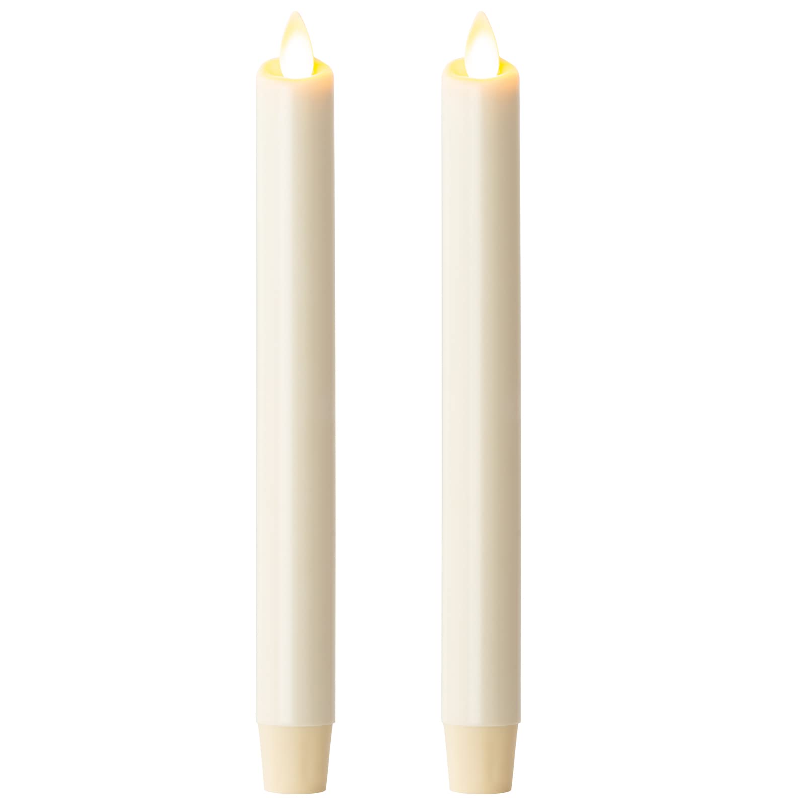 Ksperway 8 Inch Set of 2 Ivory Unscented Flameless Taper Candles with Moving Wick, Timer & Remote Control - Perfect for Home Decor, Wedding Centerpieces, and Romantic Dinner Ambiance