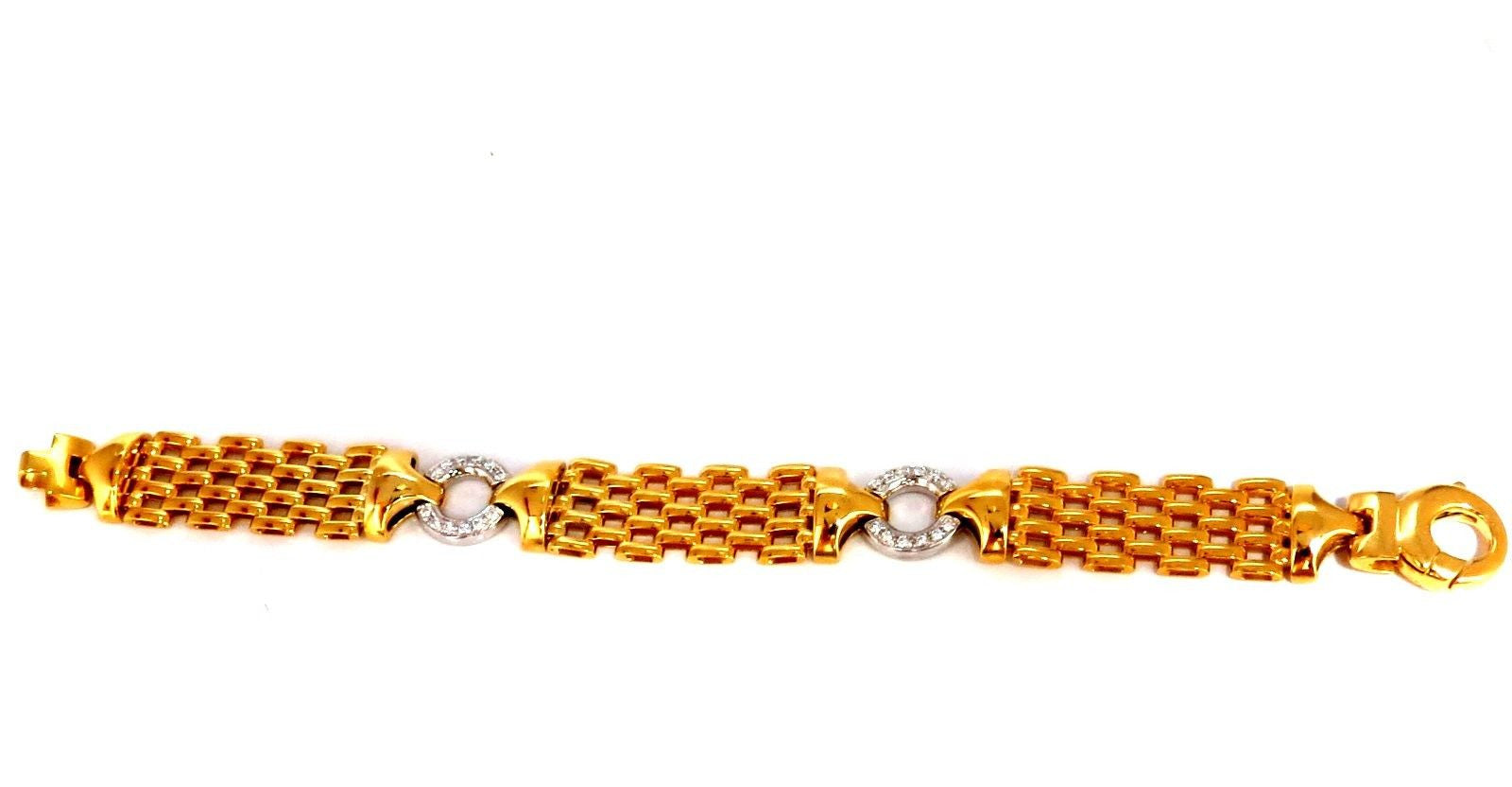 18KT Gold .50CT Natural Round Diamond Circle Link Bracelet - 50 Grams Pope Brick Deco Style - Perfect for Weddings, Parties & Special Occasions