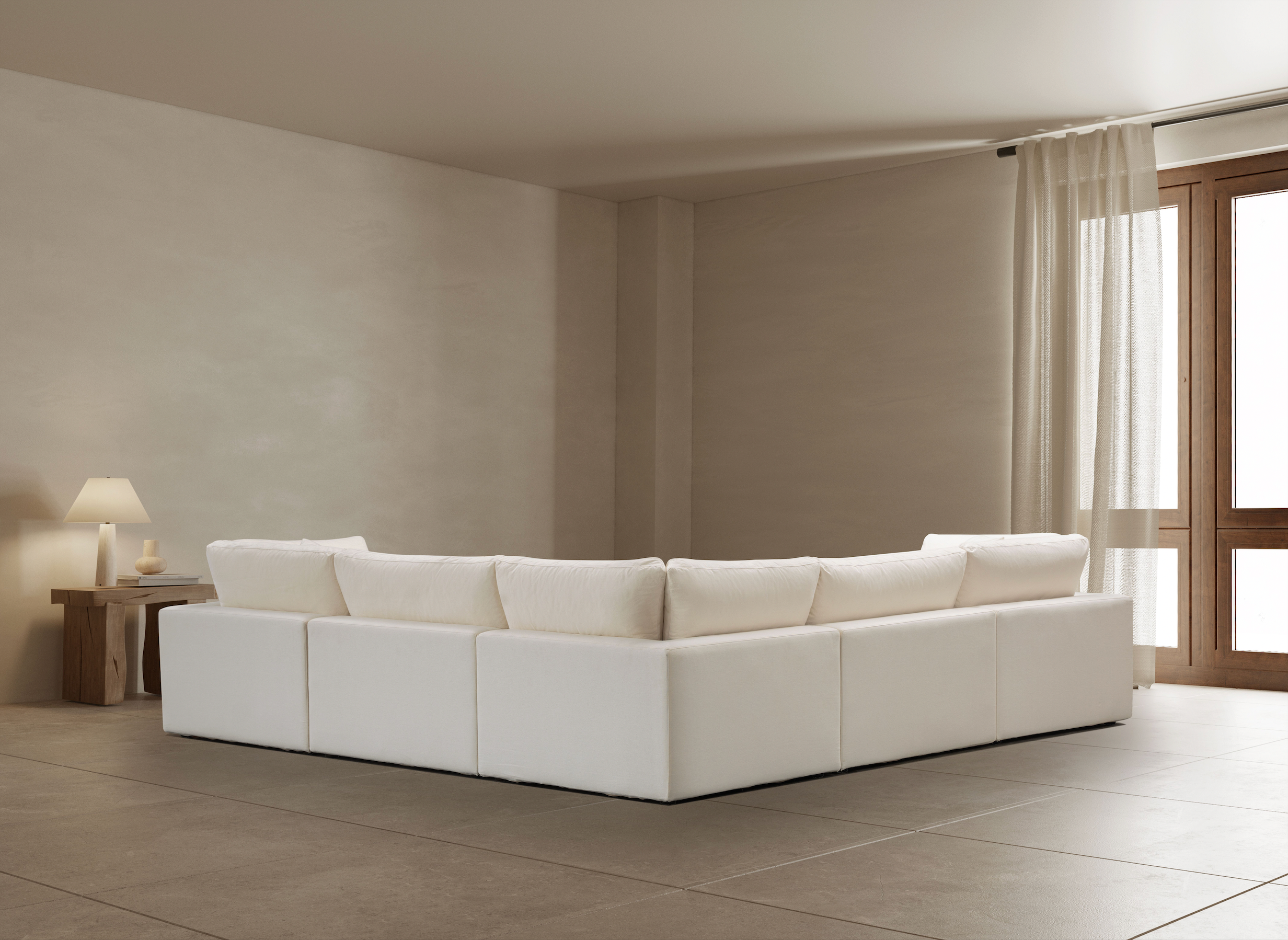 Cali Modular 5-Seat Corner Sofa in Sol Ivory - Modern L-Shaped Sectional Couch for Living Room, Family Room & Home Theater