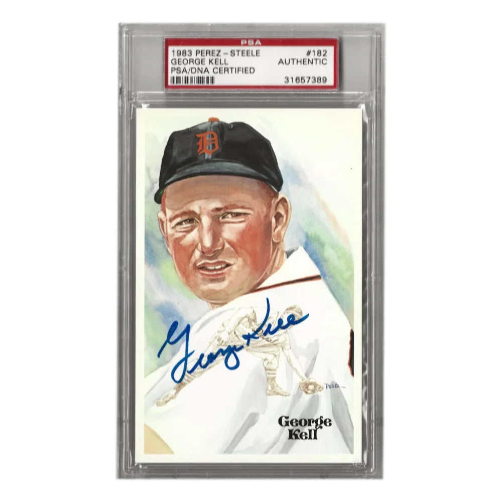 George Kell Autographed 1983 Perez Steele #182 Postcard with PSA COA - Detroit Tigers Memorabilia for Collectors & Sports Fans