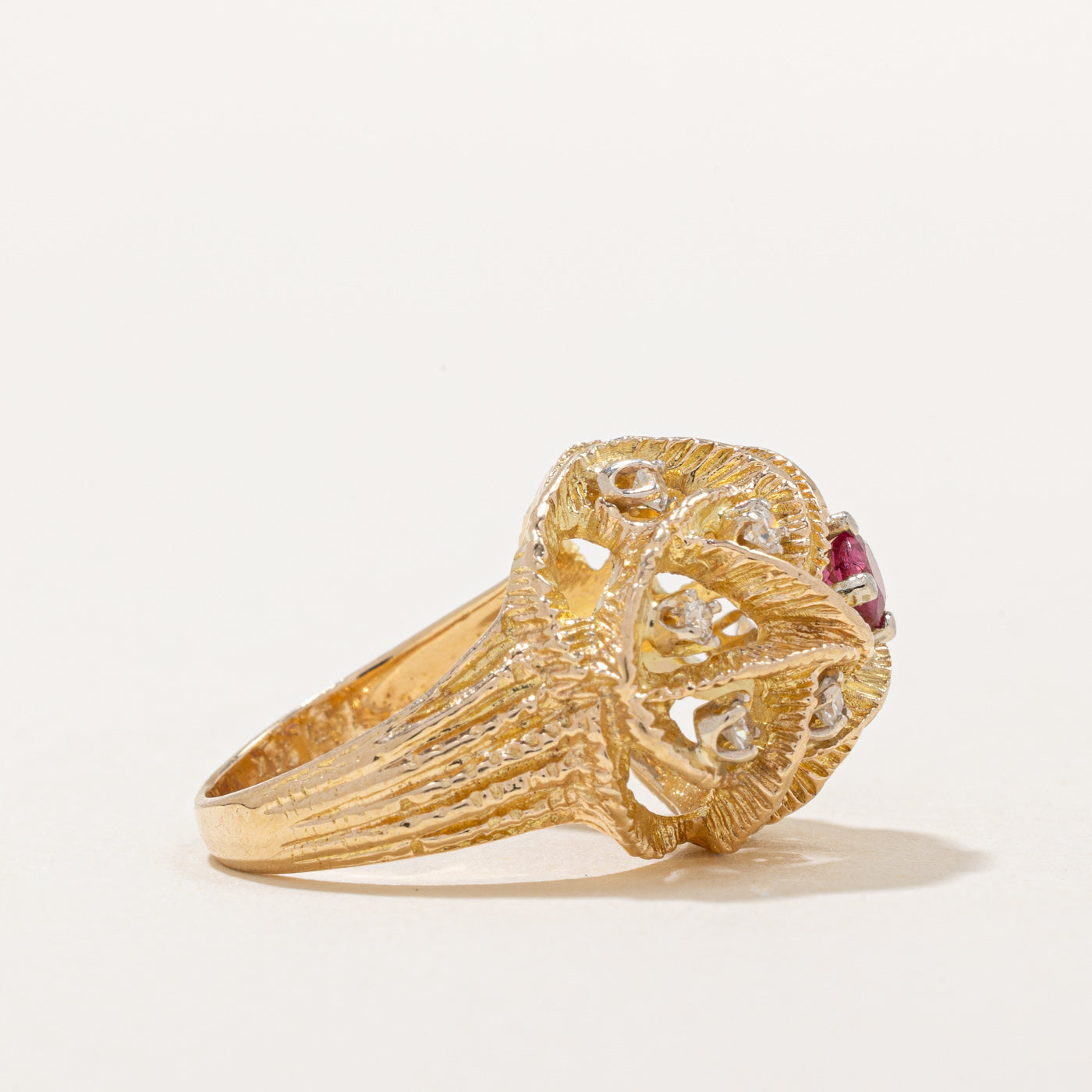 Exquisite Diamond & Ruby Cocktail Ring | 0.33ctw Total Weight | 0.27ct Ruby | Size 5.25 | Elegant Evening Wear & Special Occasion Jewelry