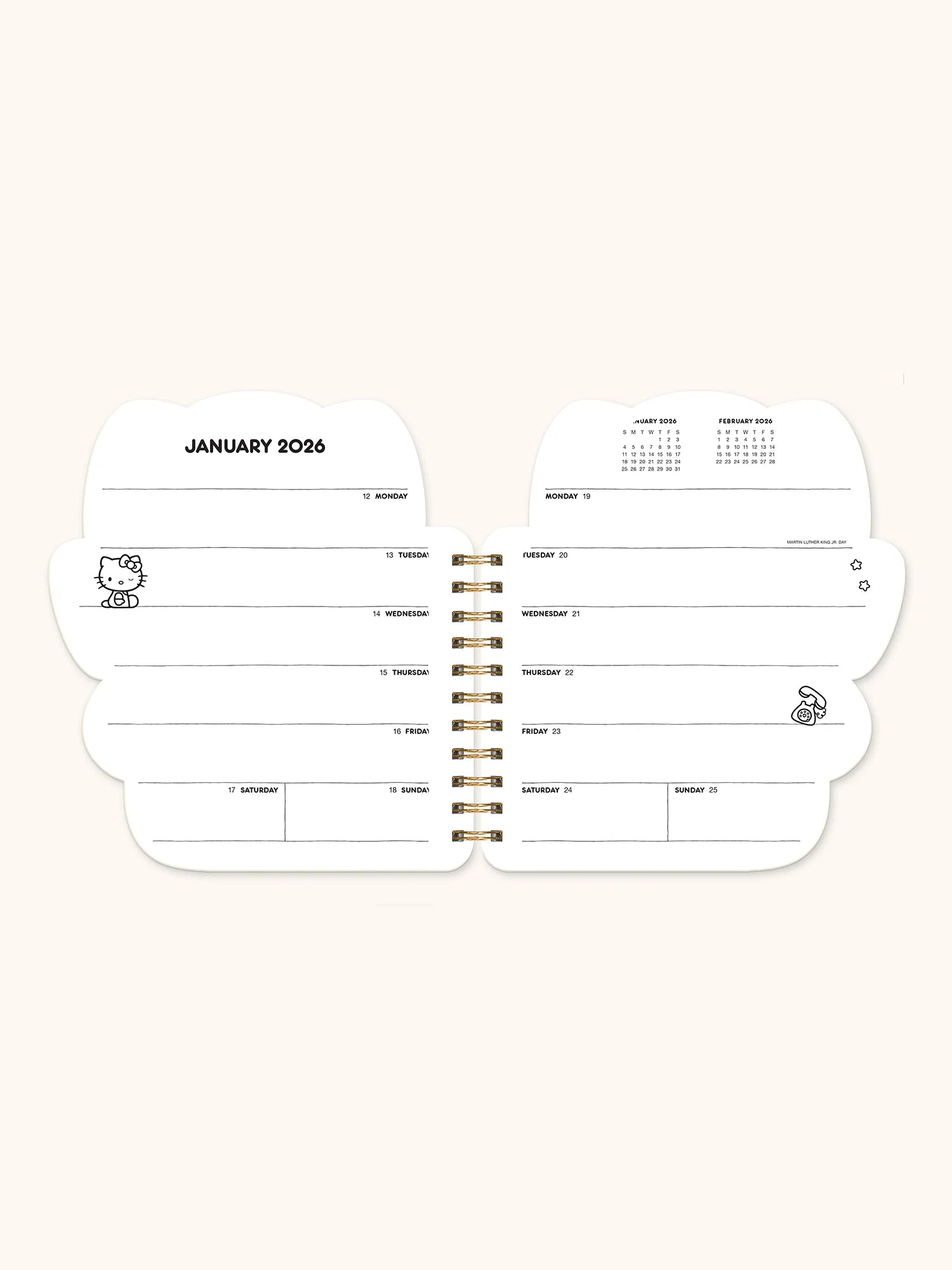 2026 Hello Kitty Playful Pink Die Cut Weekly Planner - Cute Kawaii Organizer for School, Work & Daily Planning - Perfect Gift for Students & Office Use