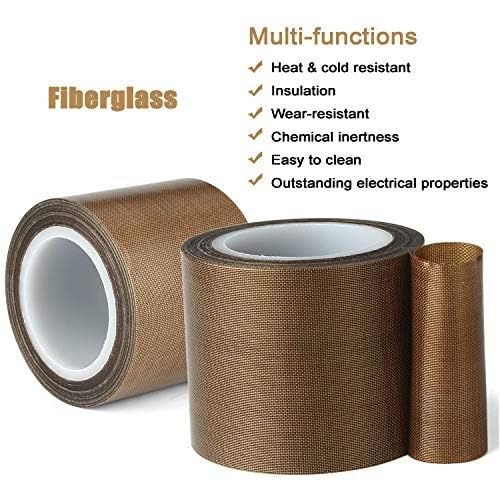High-Temperature PTFE Coated Fiberglass Adhesive Tape - 3/4 Inch x 30 Feet Teflon Fabric Tape for Vacuum Sealer Machines, Hand Impulse Sealers & Food Packaging | Compatible with FoodSaver, Seal-A-Meal, Weston, Cabela's | Ideal for Insulation, Heat Sealing & Food Grade Applications