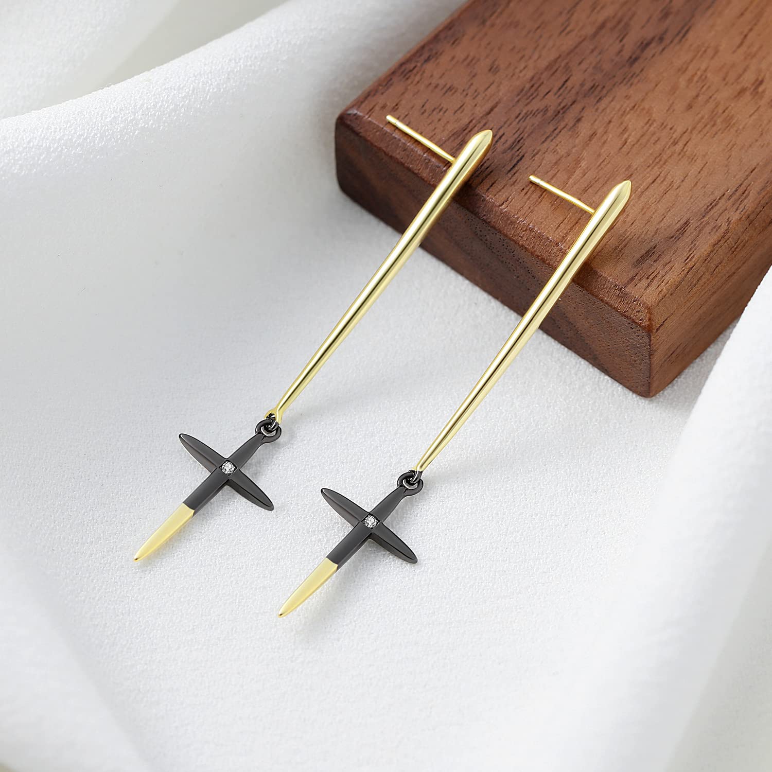 925 Sterling Silver Gold Plated Lightning & Raindrop Dangle Earrings - Elegant Women's Jewelry Gift for Birthday, Anniversary & Special Occasions | Perfect for Parties, Weddings & Everyday Wear